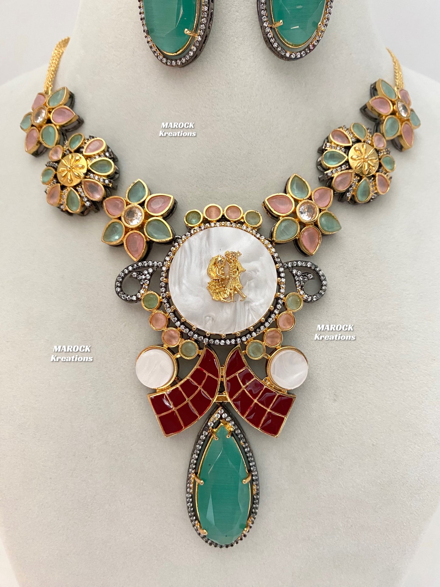 Raha Premium Quality Victorian Kundan Necklace set