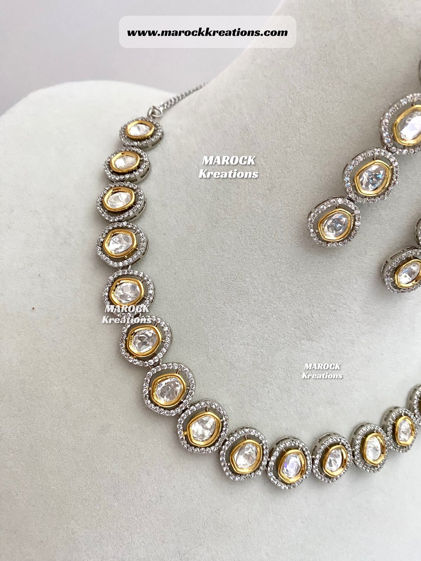 Tyani inspired Premium Quality dual tone uncut Kundan Necklace set
