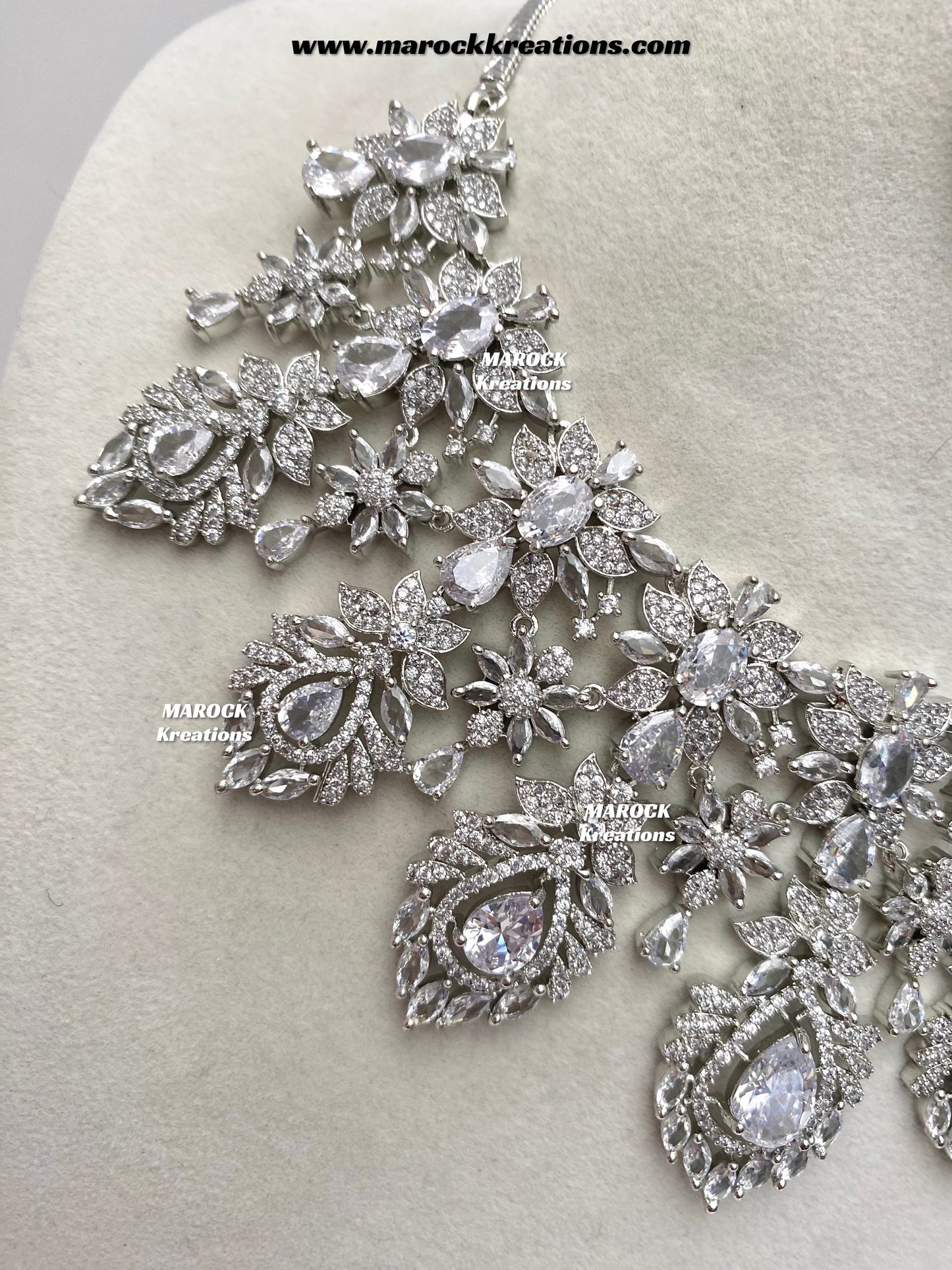 Austin Silver American Diamond Necklace set