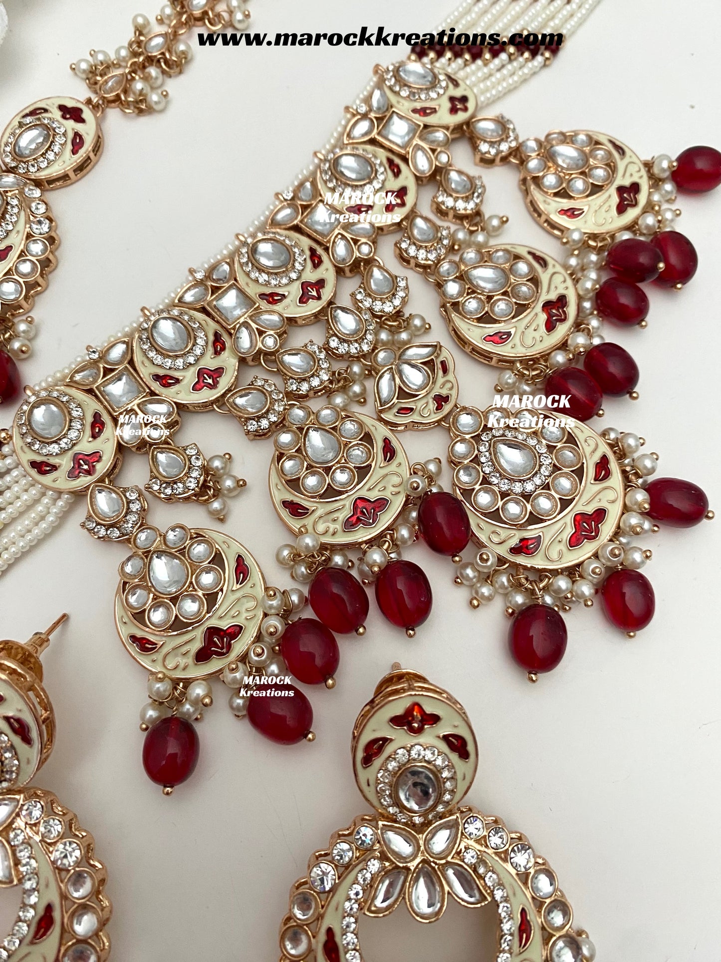 Nirvi Premium Quality Rose Gold Kundan Meenakari Choker/Necklace set