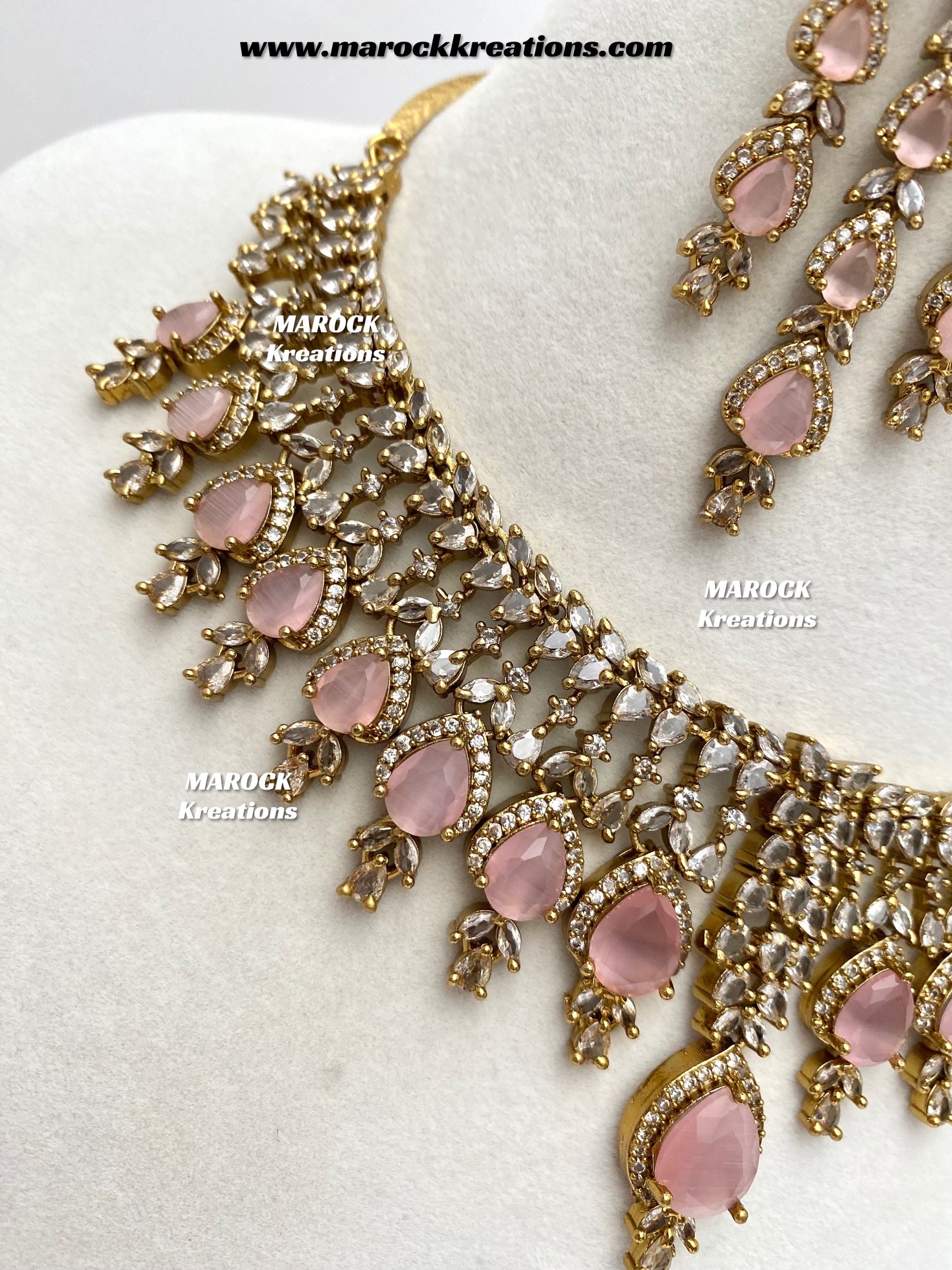 Naima Antique Gold American diamond Statement Necklace set