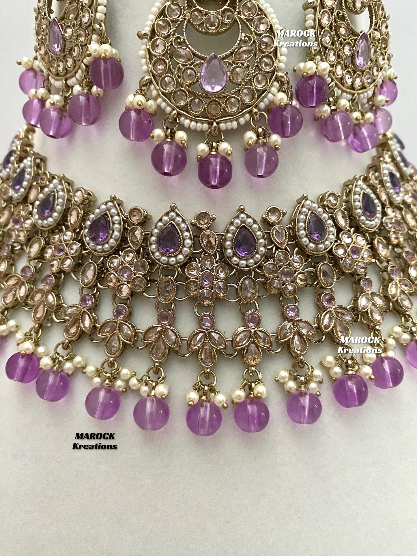 Sadhna Antique Gold Polki Necklace set