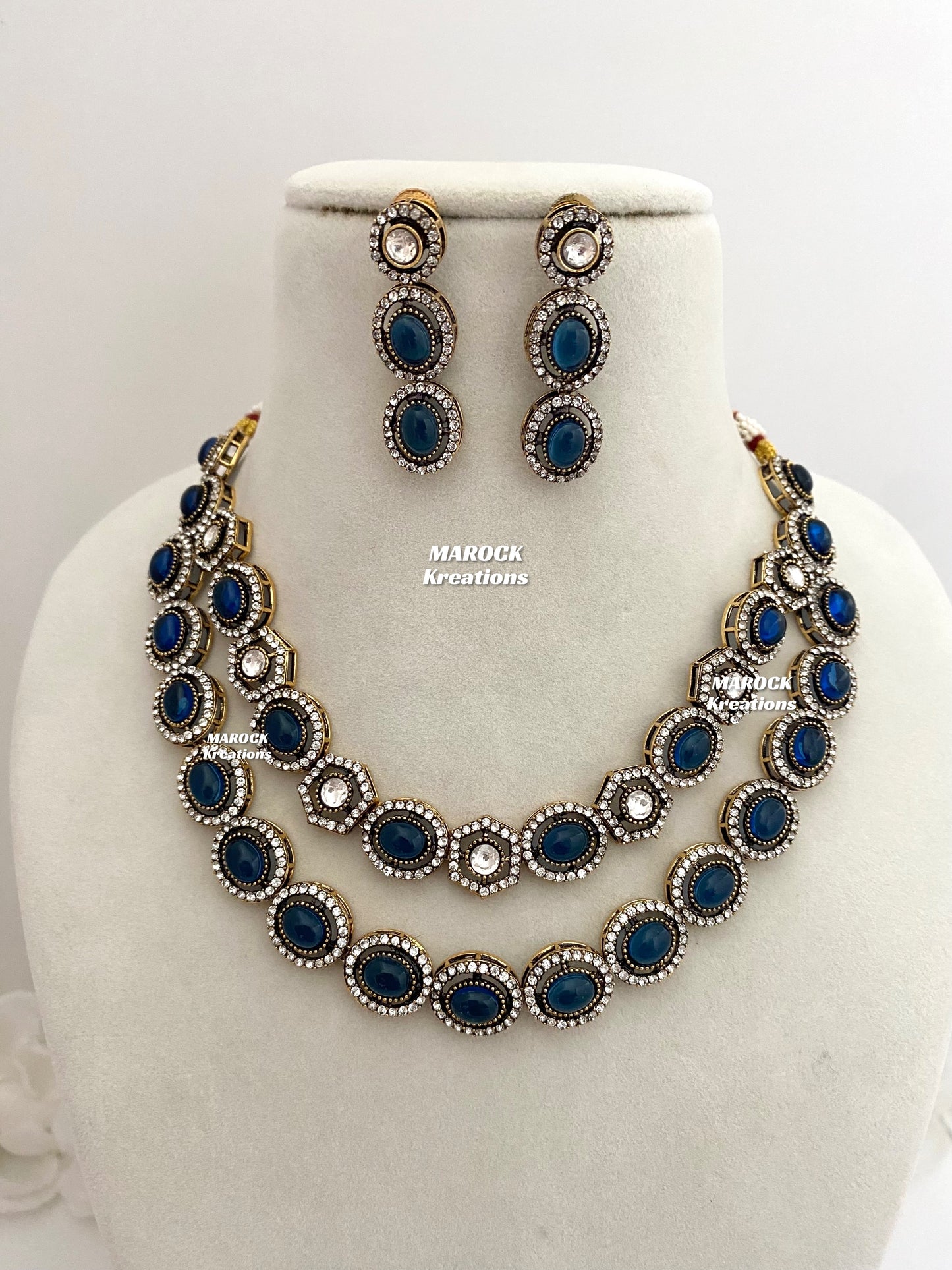 Sheenam Victorian Kundan Double layer Necklace set