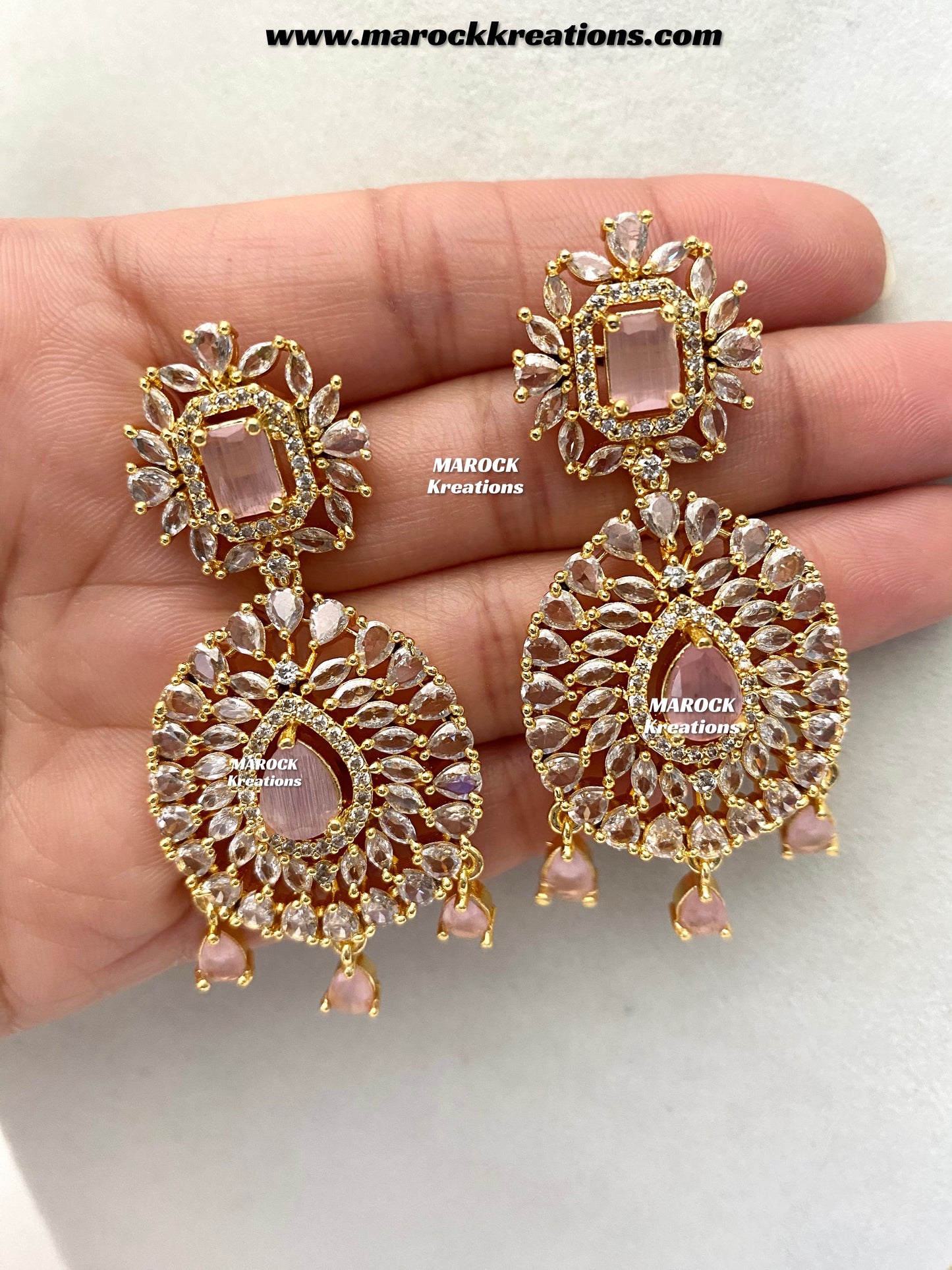 Farhat Golden American Diamond Necklace set