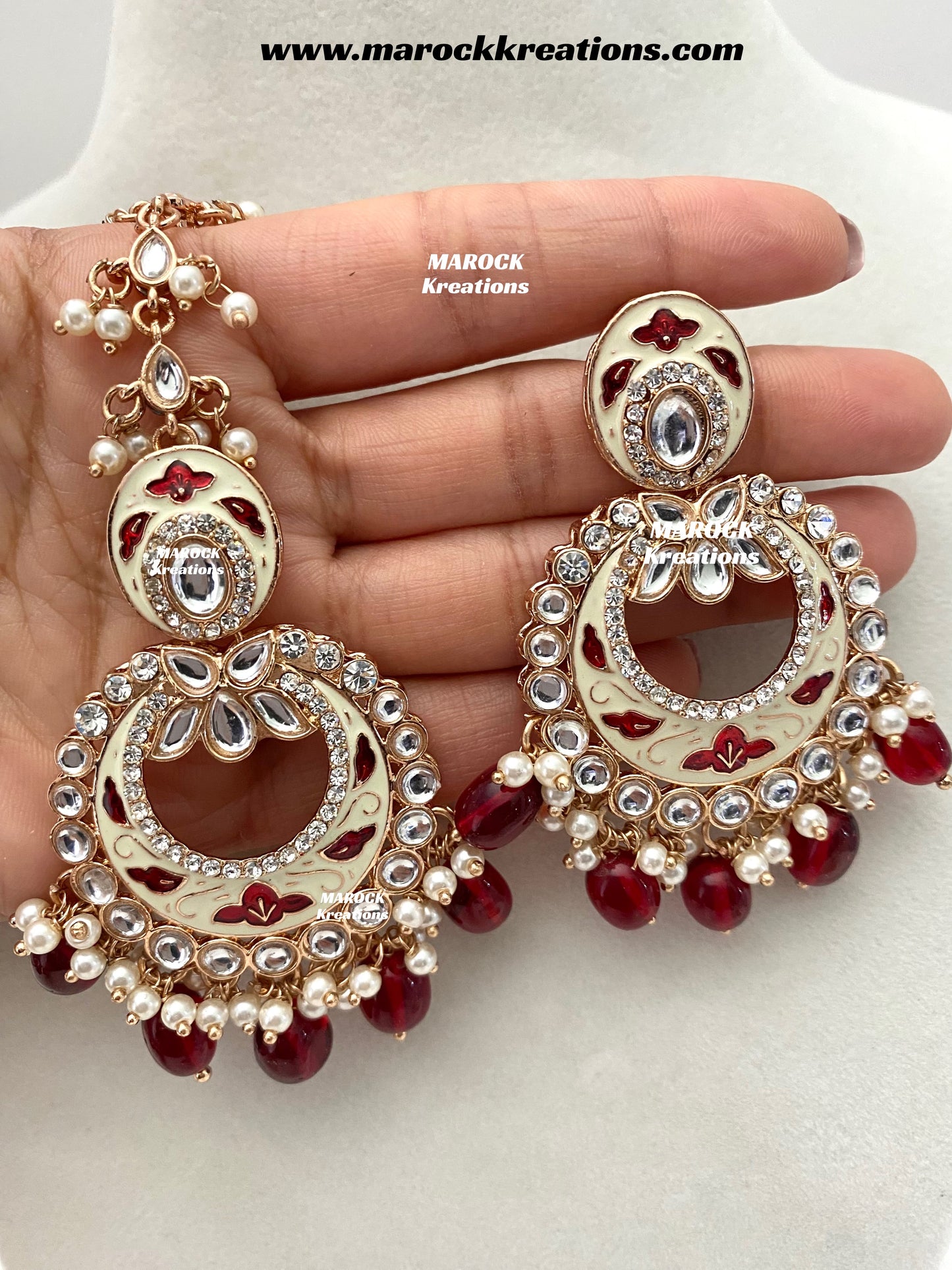 Nirvi Premium Quality Rose Gold Kundan Meenakari Choker/Necklace set
