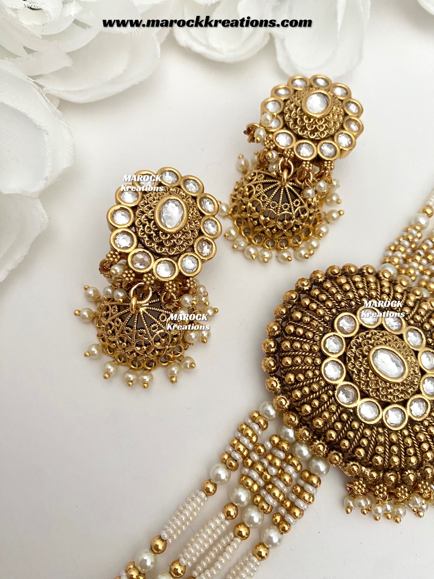 Kaysha Premium Quality Gold plated tyani inspired uncut kundan choker set