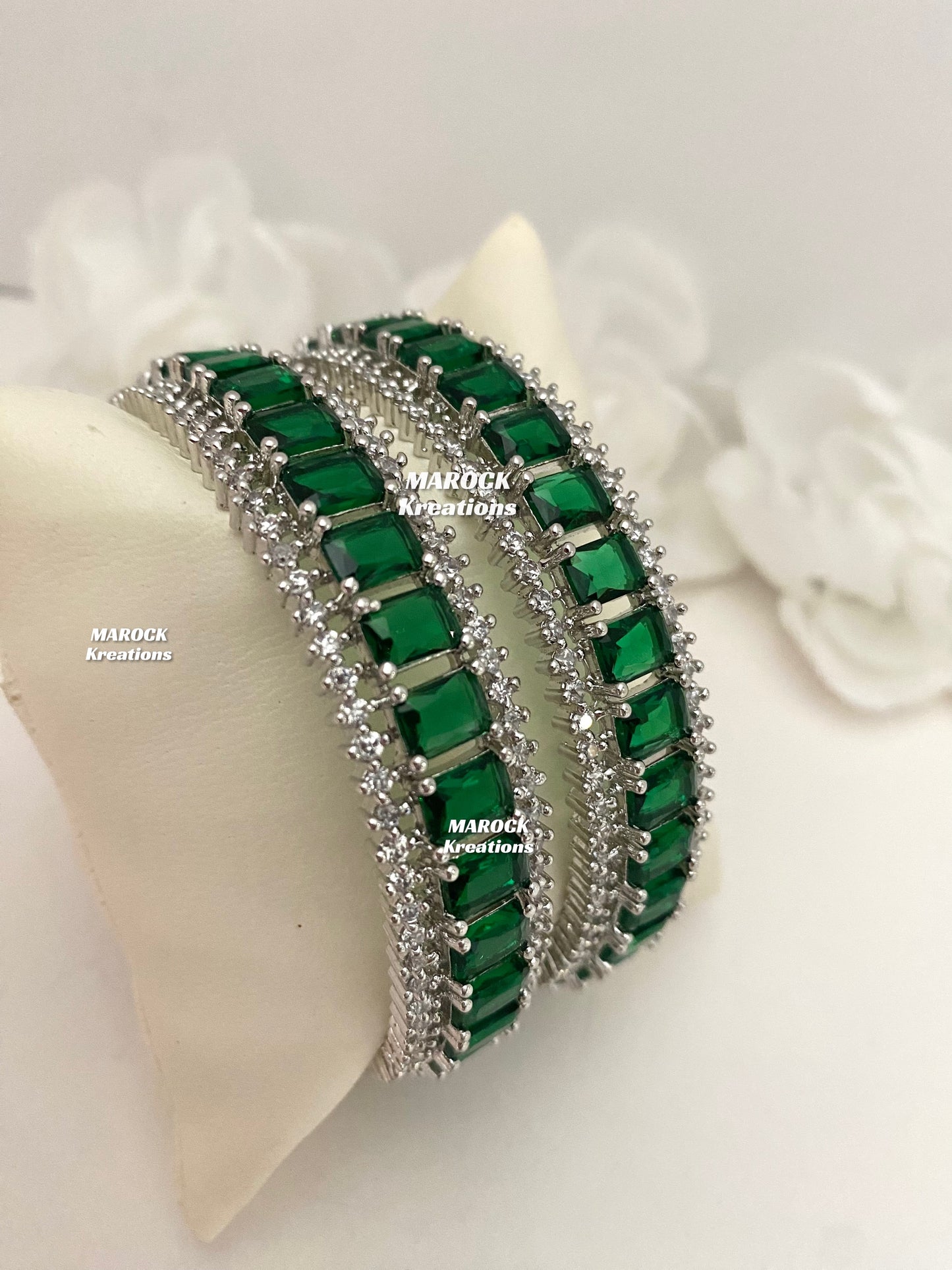 Silver American Diamond Bangles/Kade