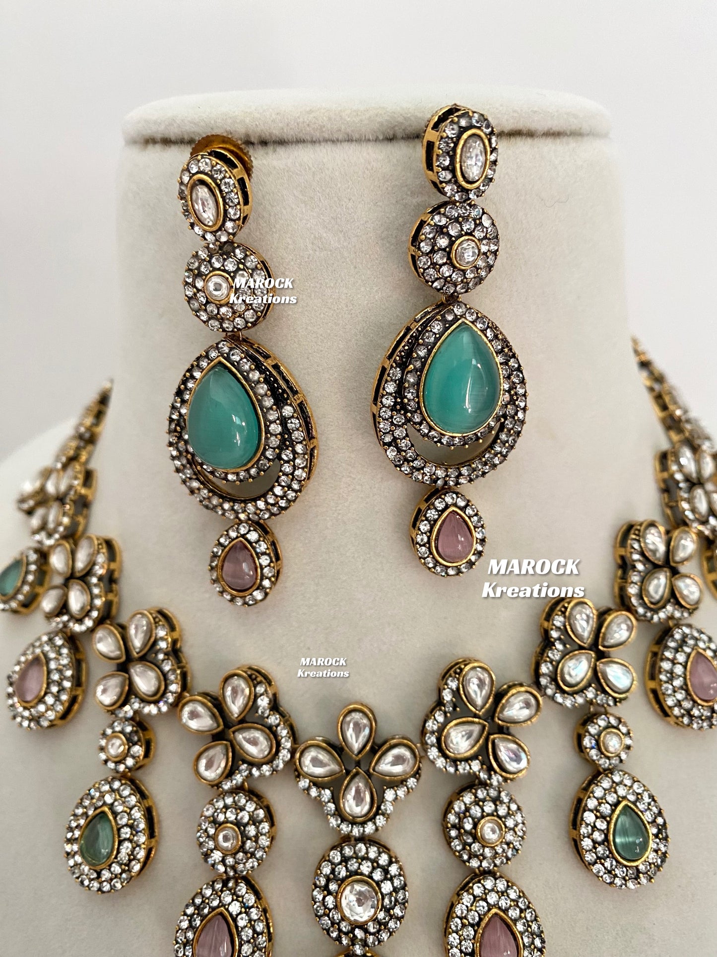 Sanjna Victorian Kundan Statement Necklace set