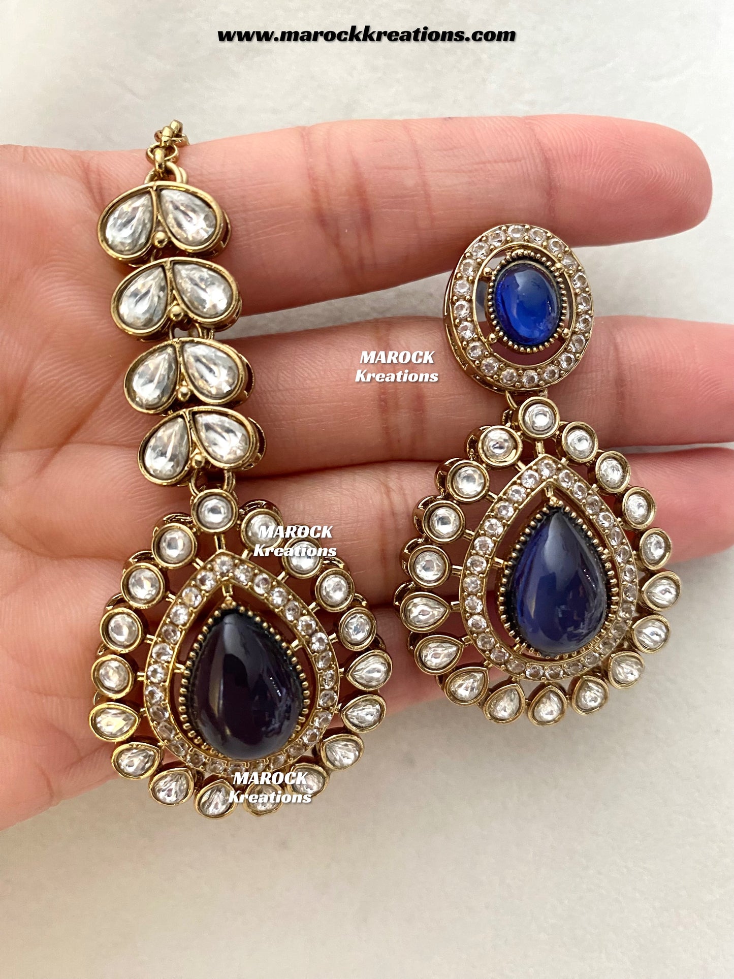 Zafina Premium Quality Moissanite Kundan Statement Choker/Necklace set