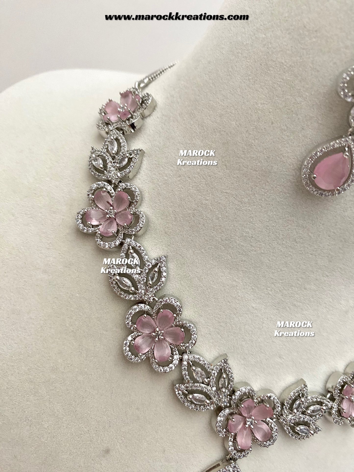 Sibani Silver American Diamond Necklace set