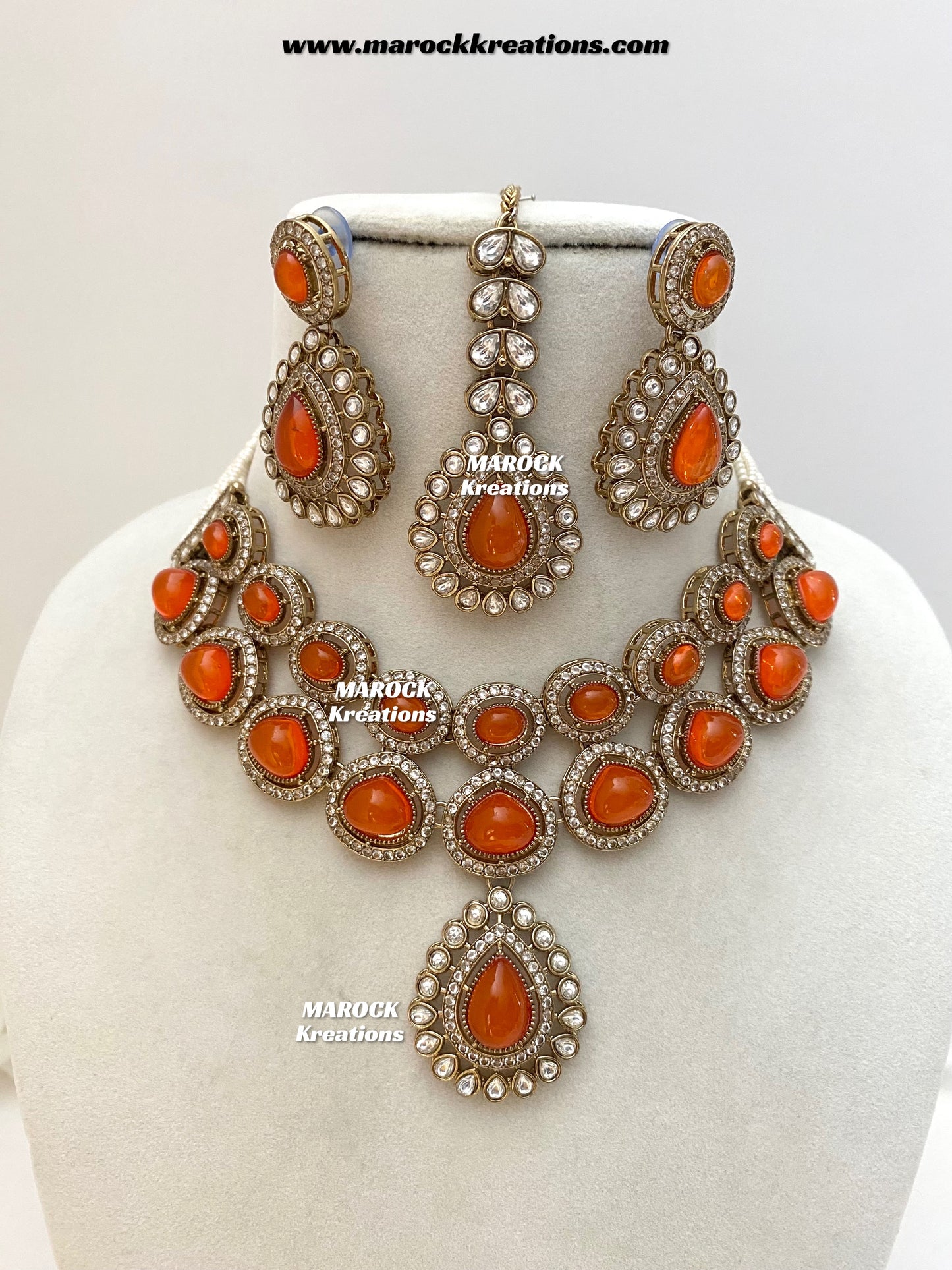 Zafina Premium Quality Moissanite Kundan Statement Choker/Necklace set