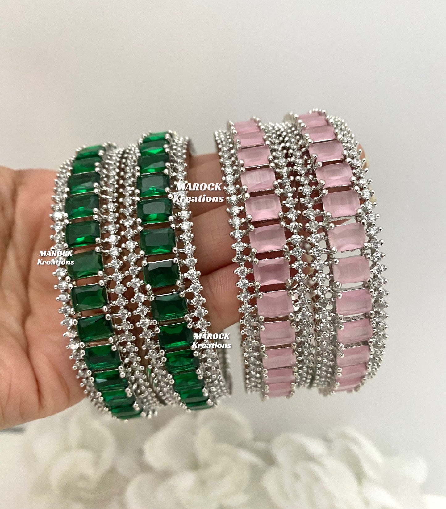 Silver American Diamond Bangles/Kade