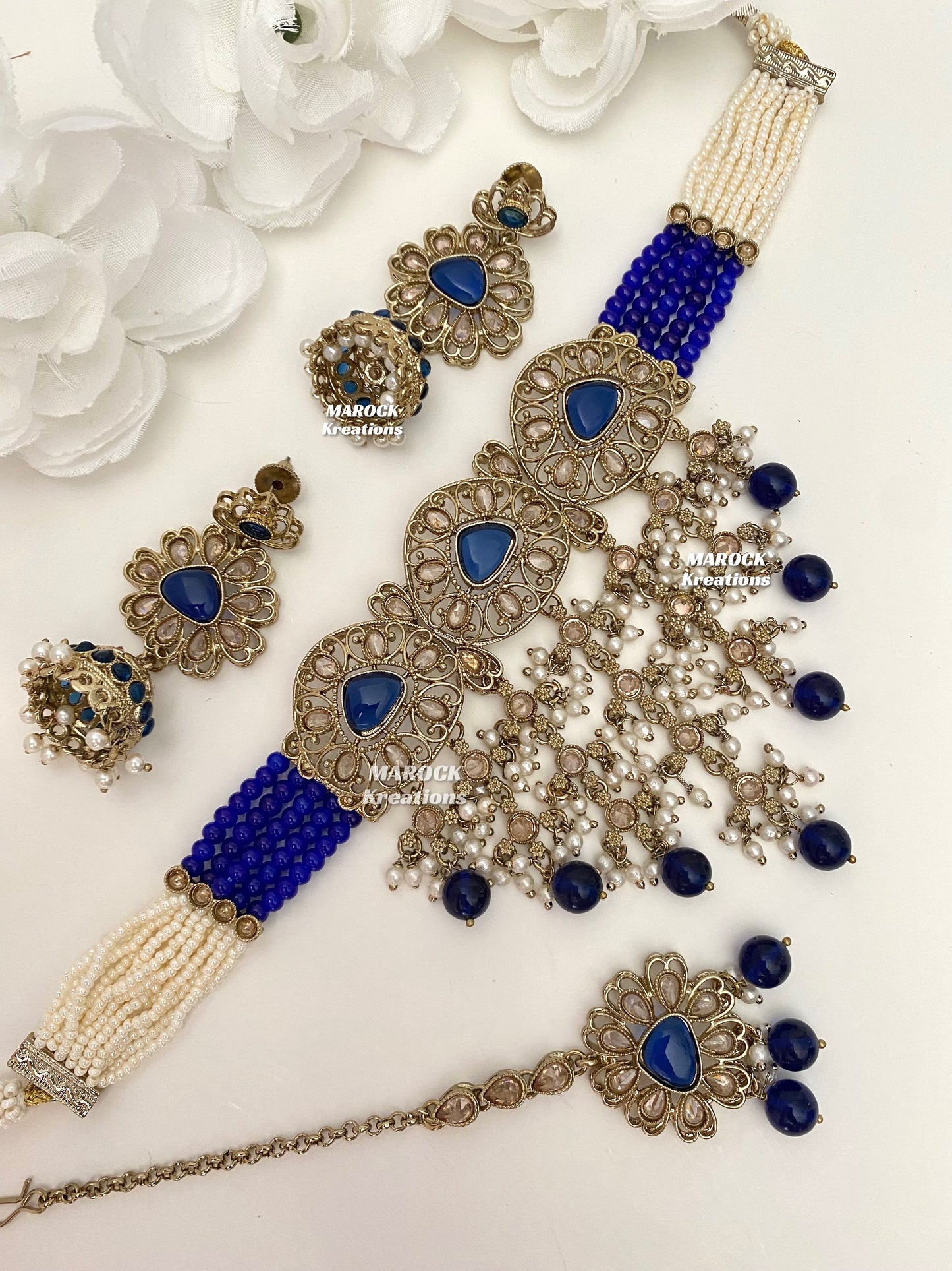 Amaira Antique Gold Polki choker set