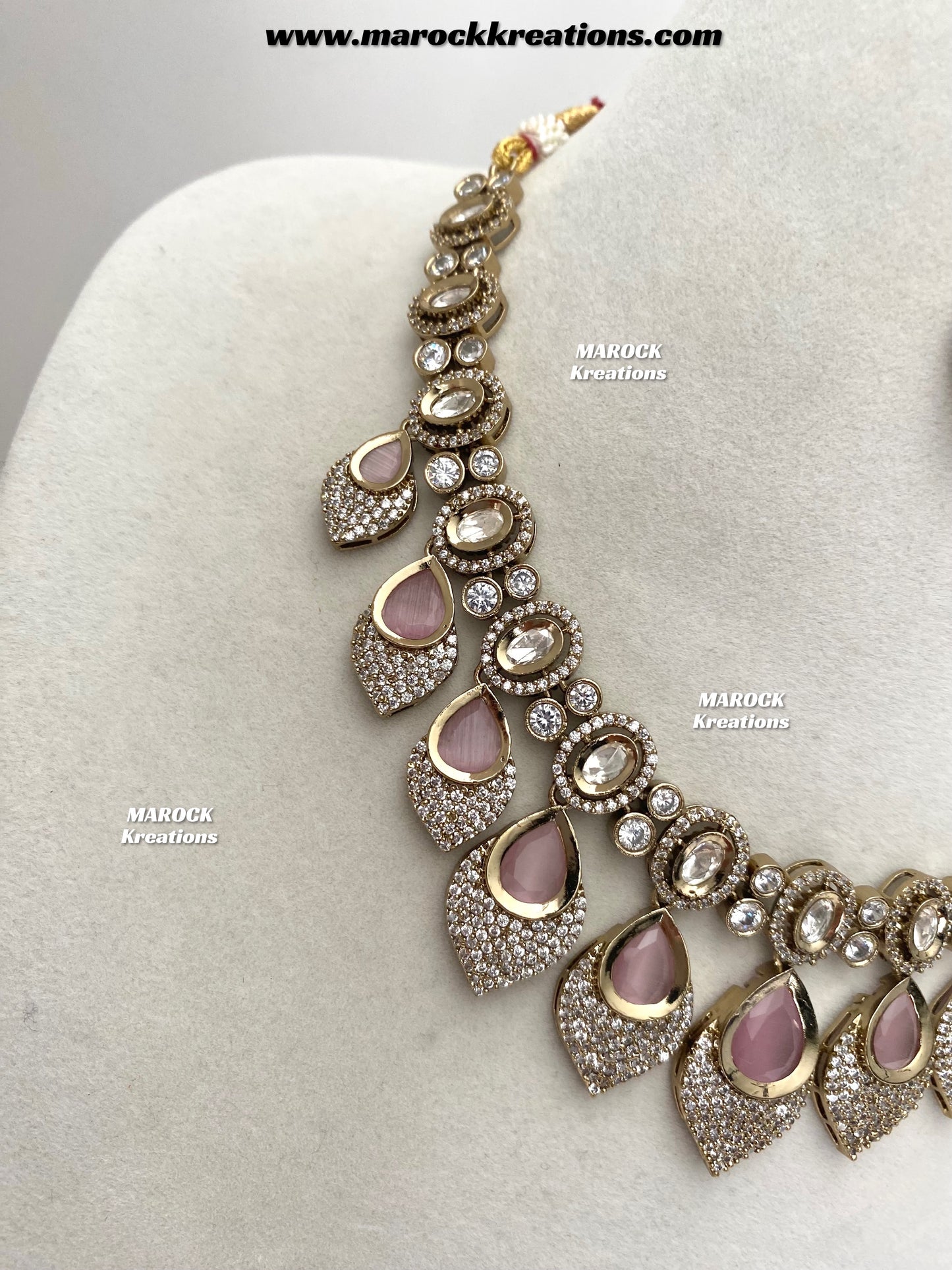 Kimmi Premium Quality Moissanite Kundan and American diamond Necklace set