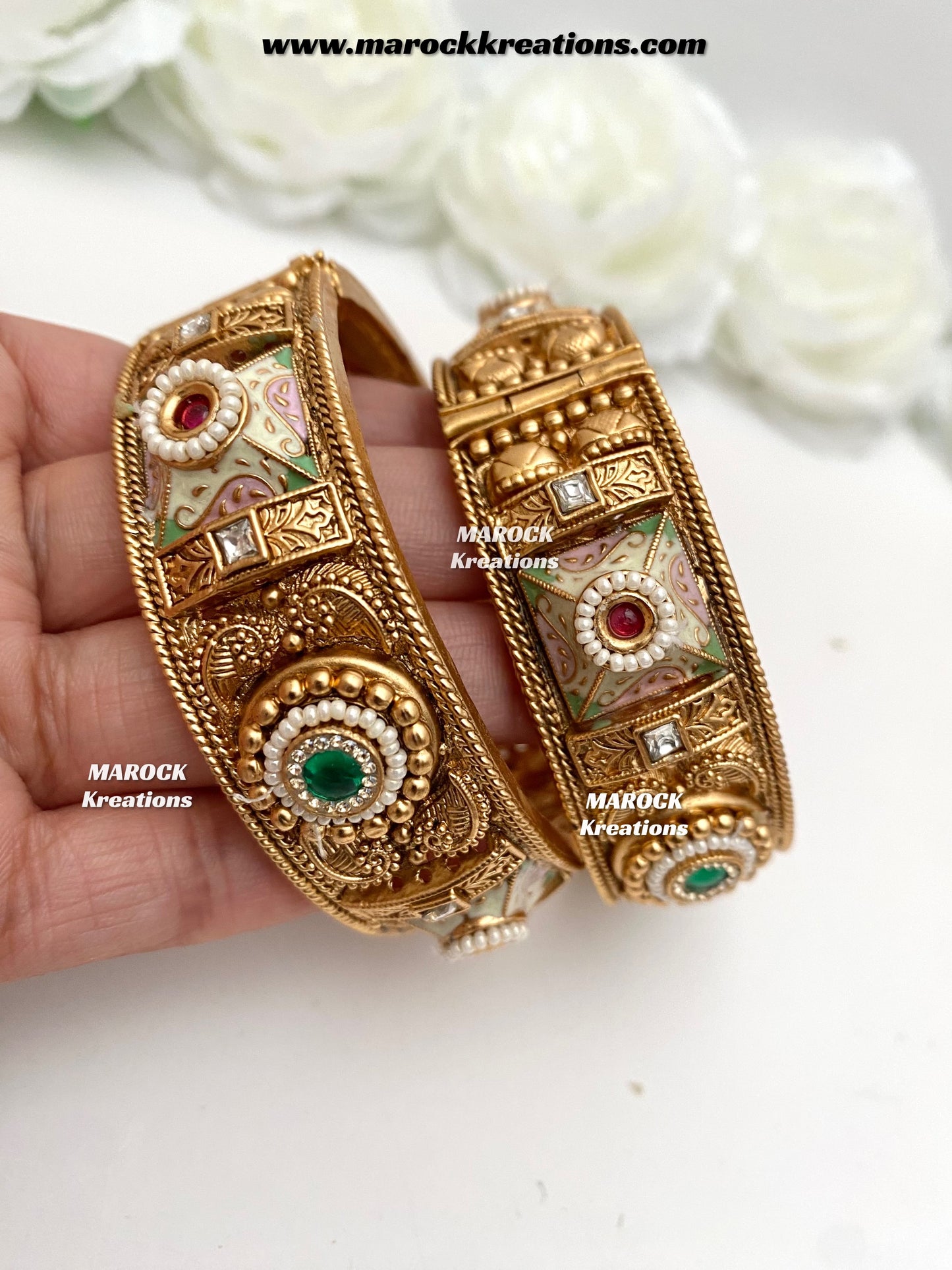 Sabina Premium Quality Gold plated handcrafted Meenakari openable screw statement kade/bangles