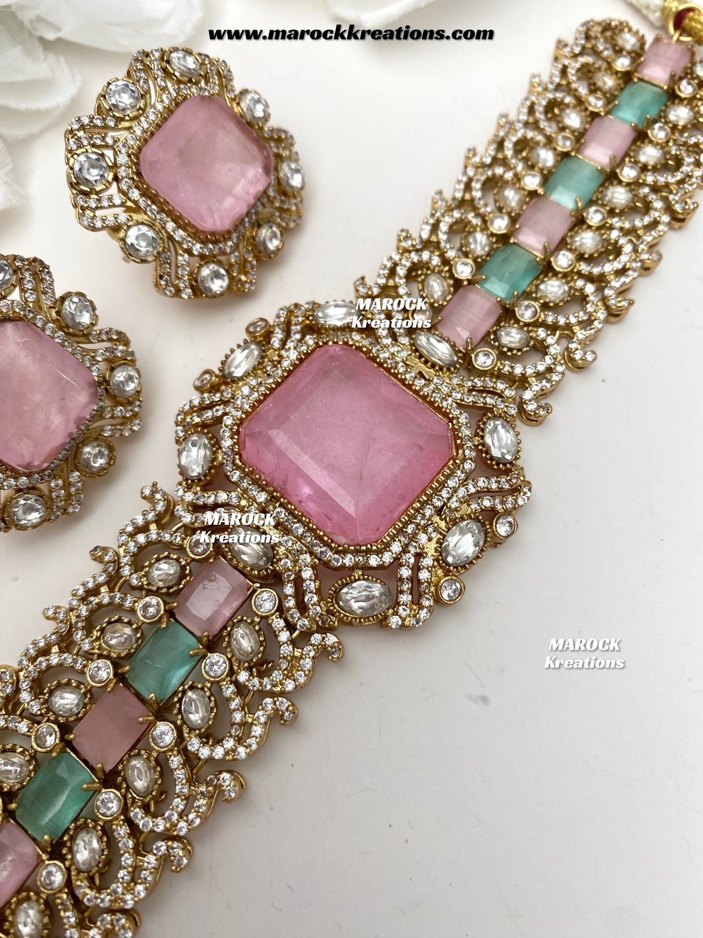 Paloma Sabyasachi inspired Premium Quality Moissanite Kundan and American Diamond choker set