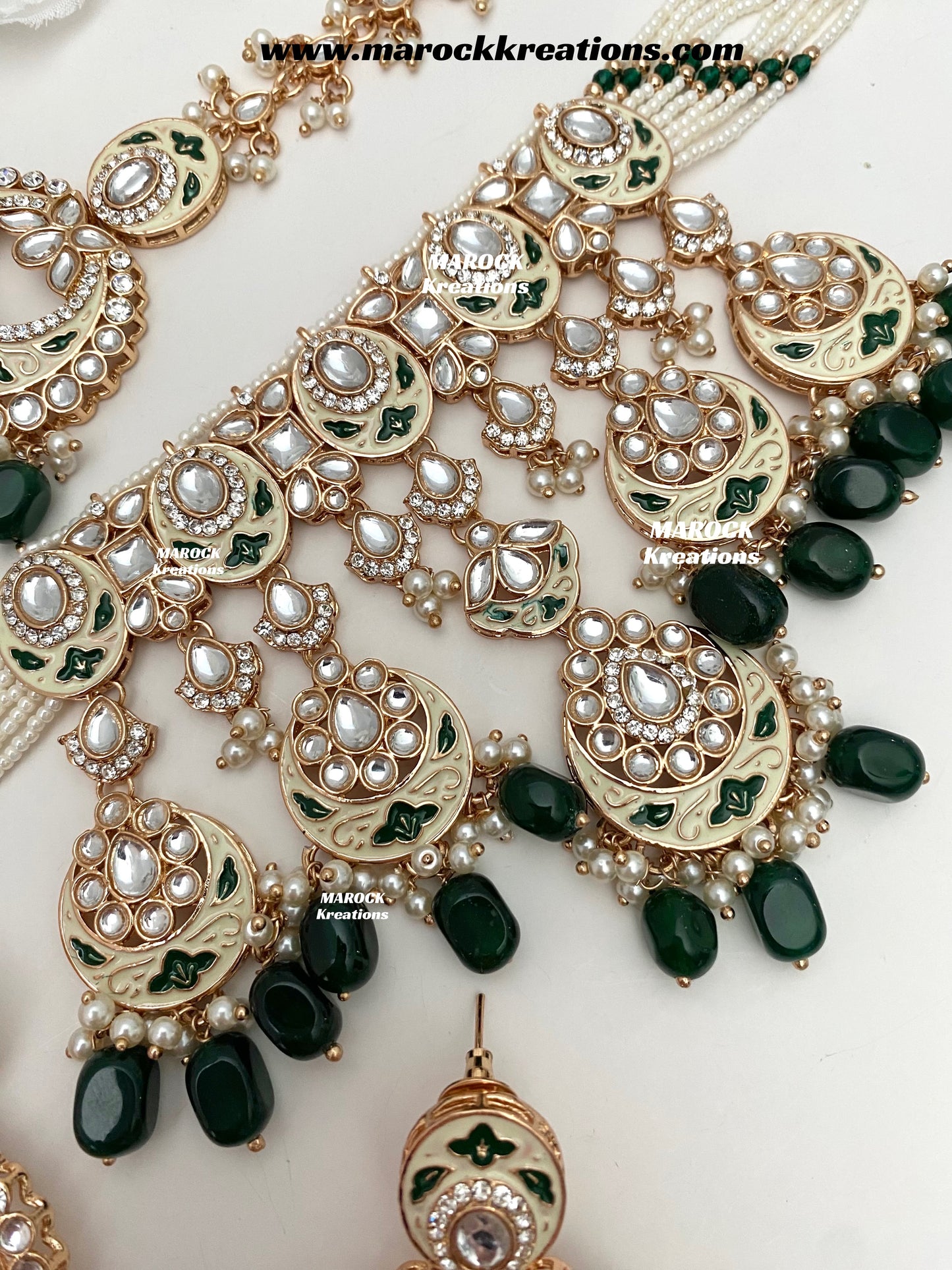 Nirvi Premium Quality Rose Gold Kundan Meenakari Choker/Necklace set