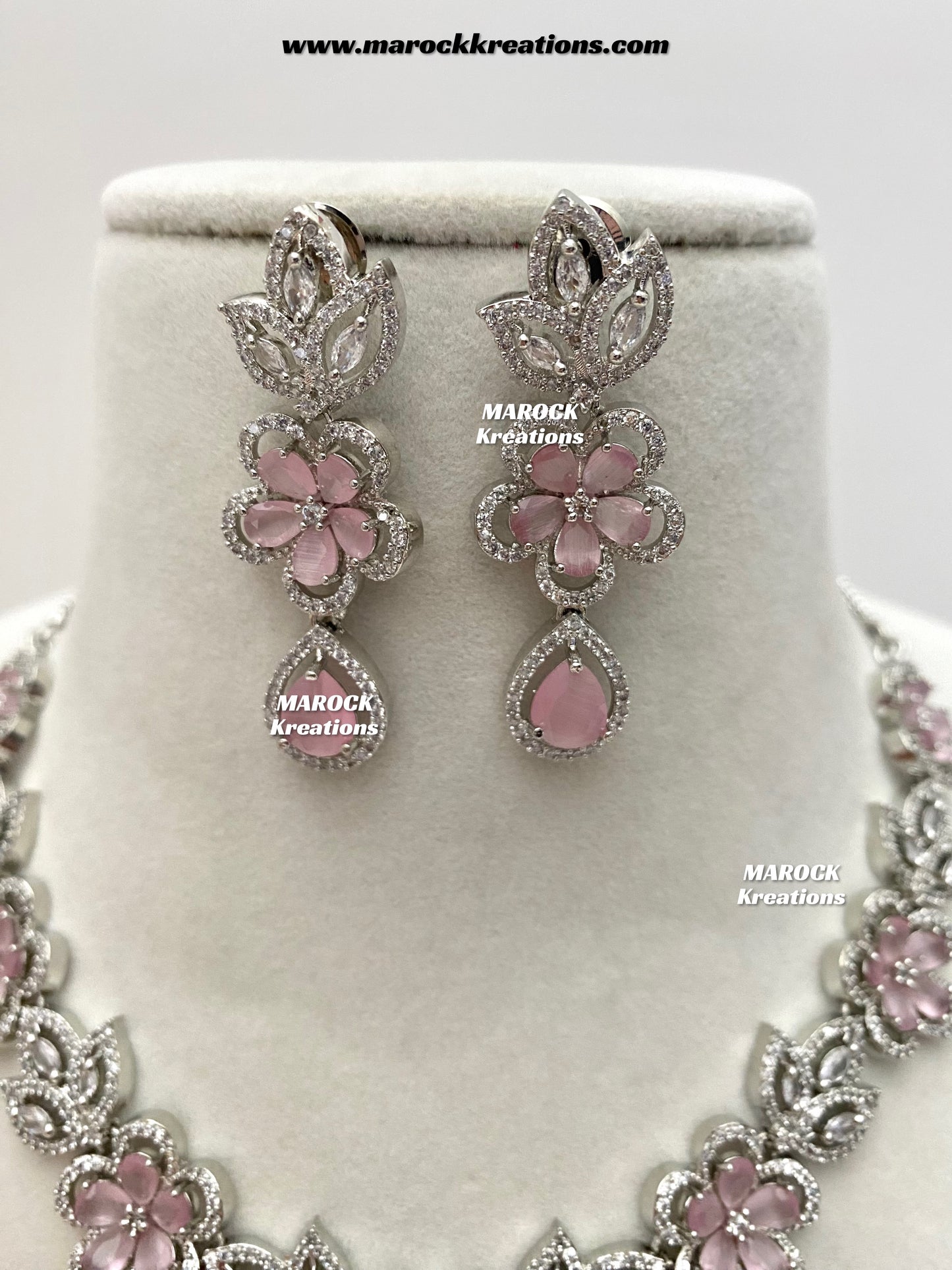 Sibani Silver American Diamond Necklace set
