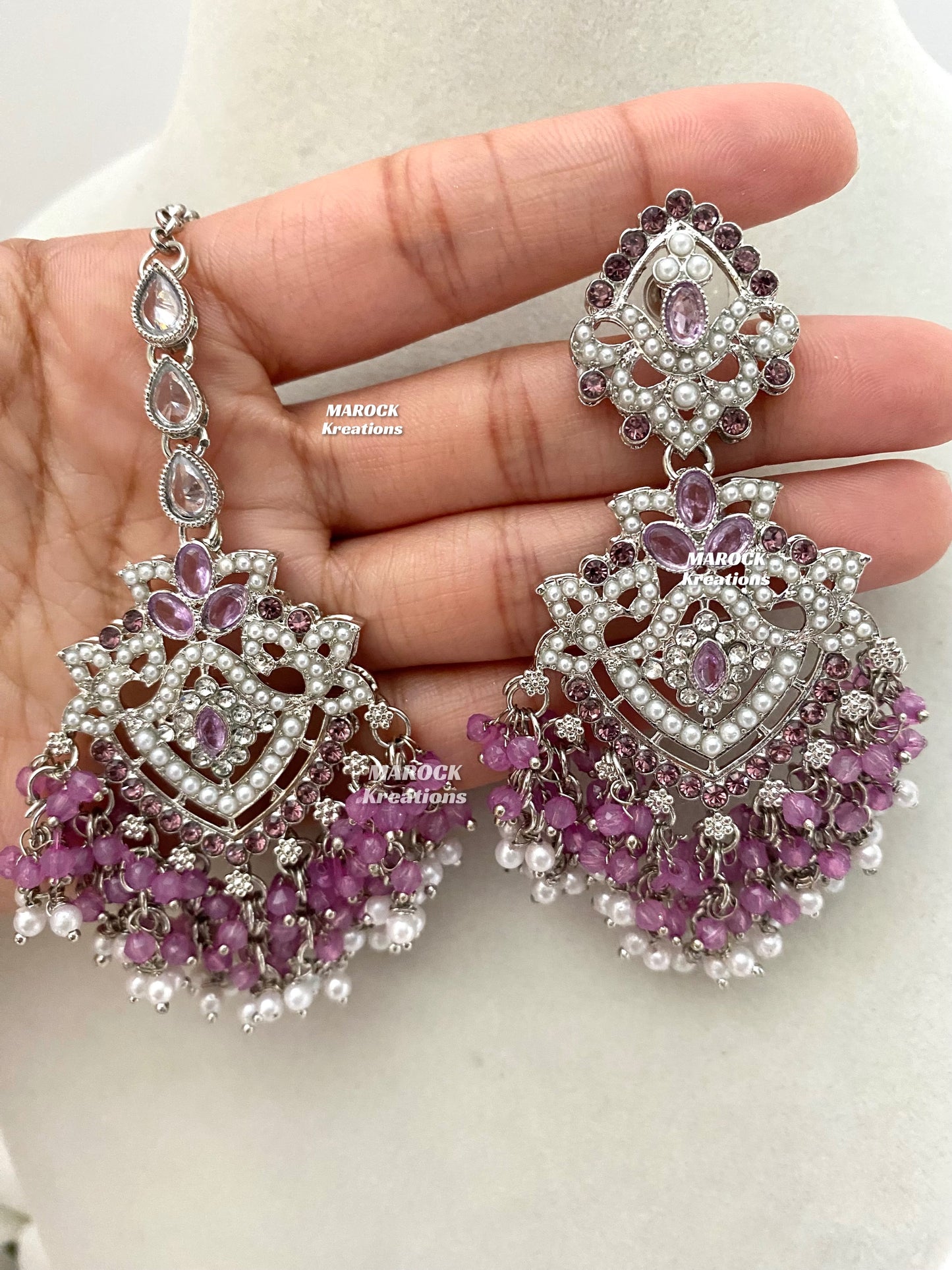 Aisha Silver Pakistani Necklace set with Passa/Jhoomer