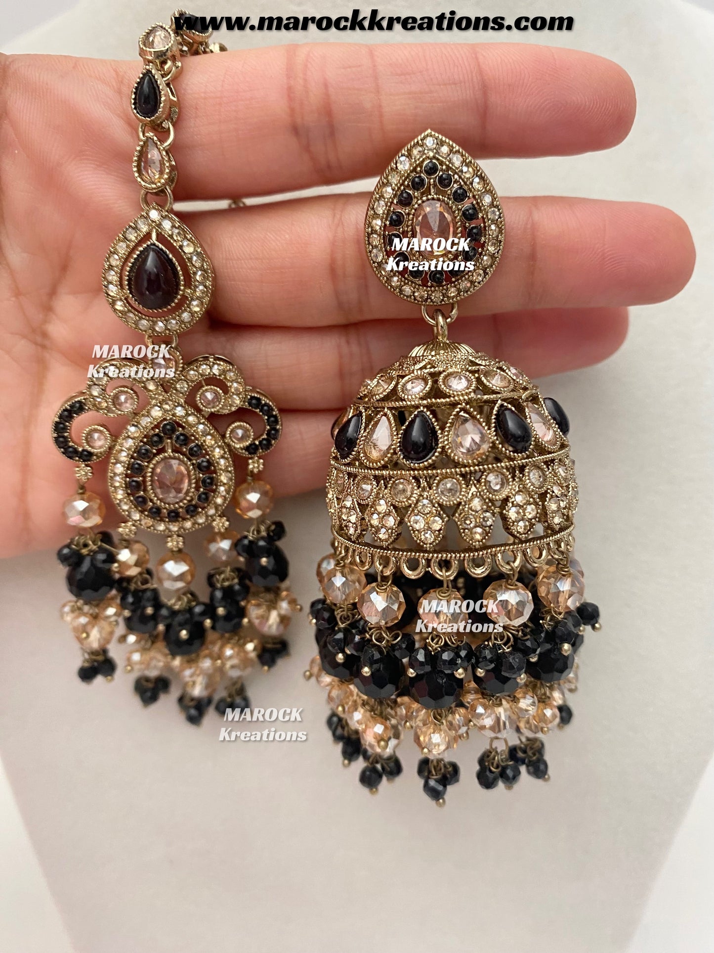 Nazmun Antique Gold Pakistani Polki choker/necklace set with Passa