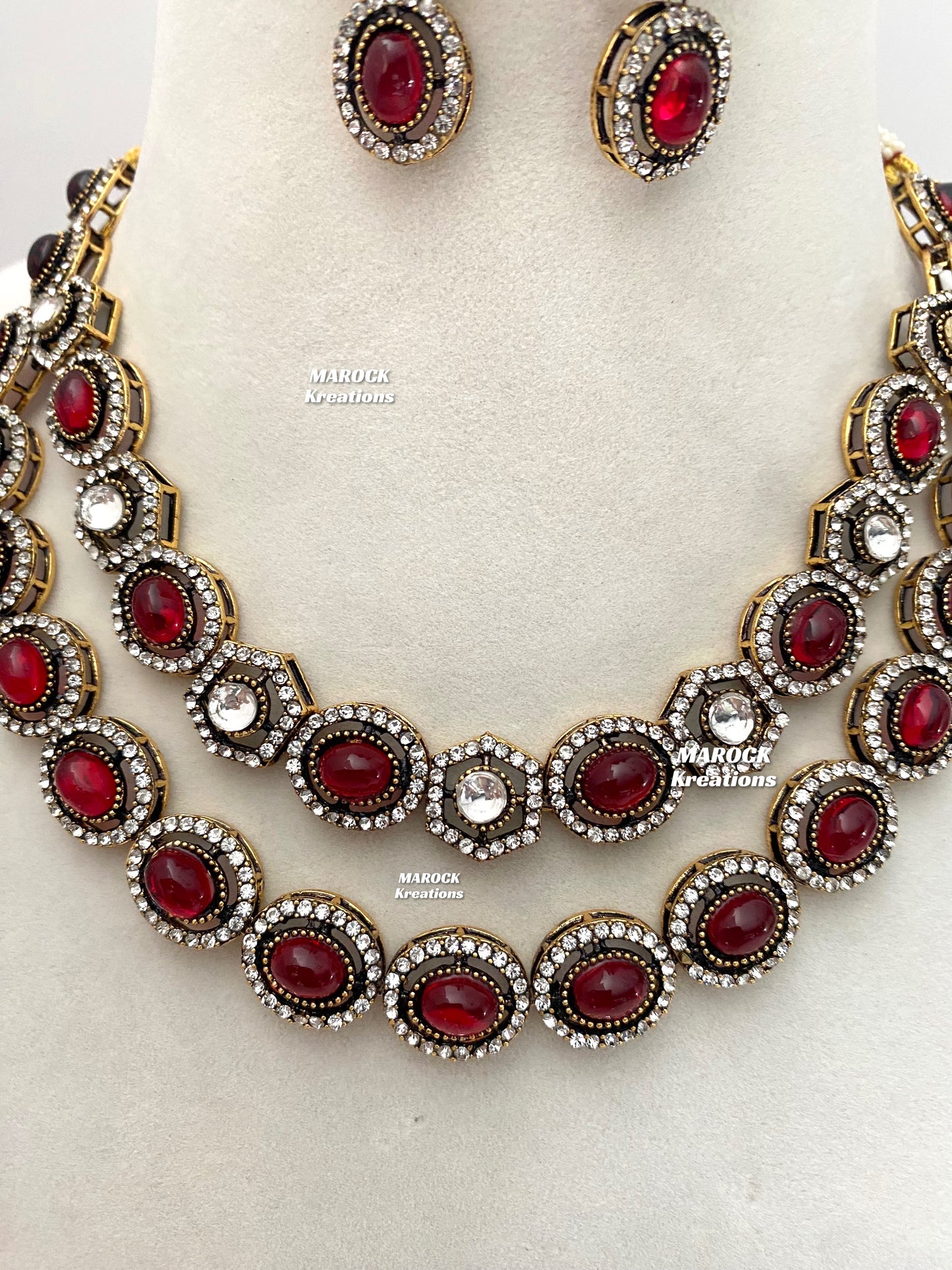 Sheenam Victorian Kundan Double layer Necklace set