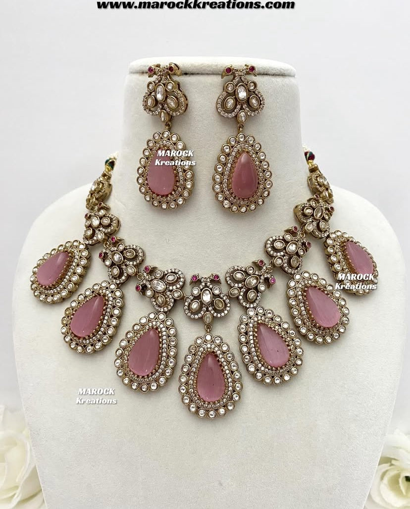 Roselina Sabyasachi inspired Premium Quality Moissanite Kundan Statement Necklace set