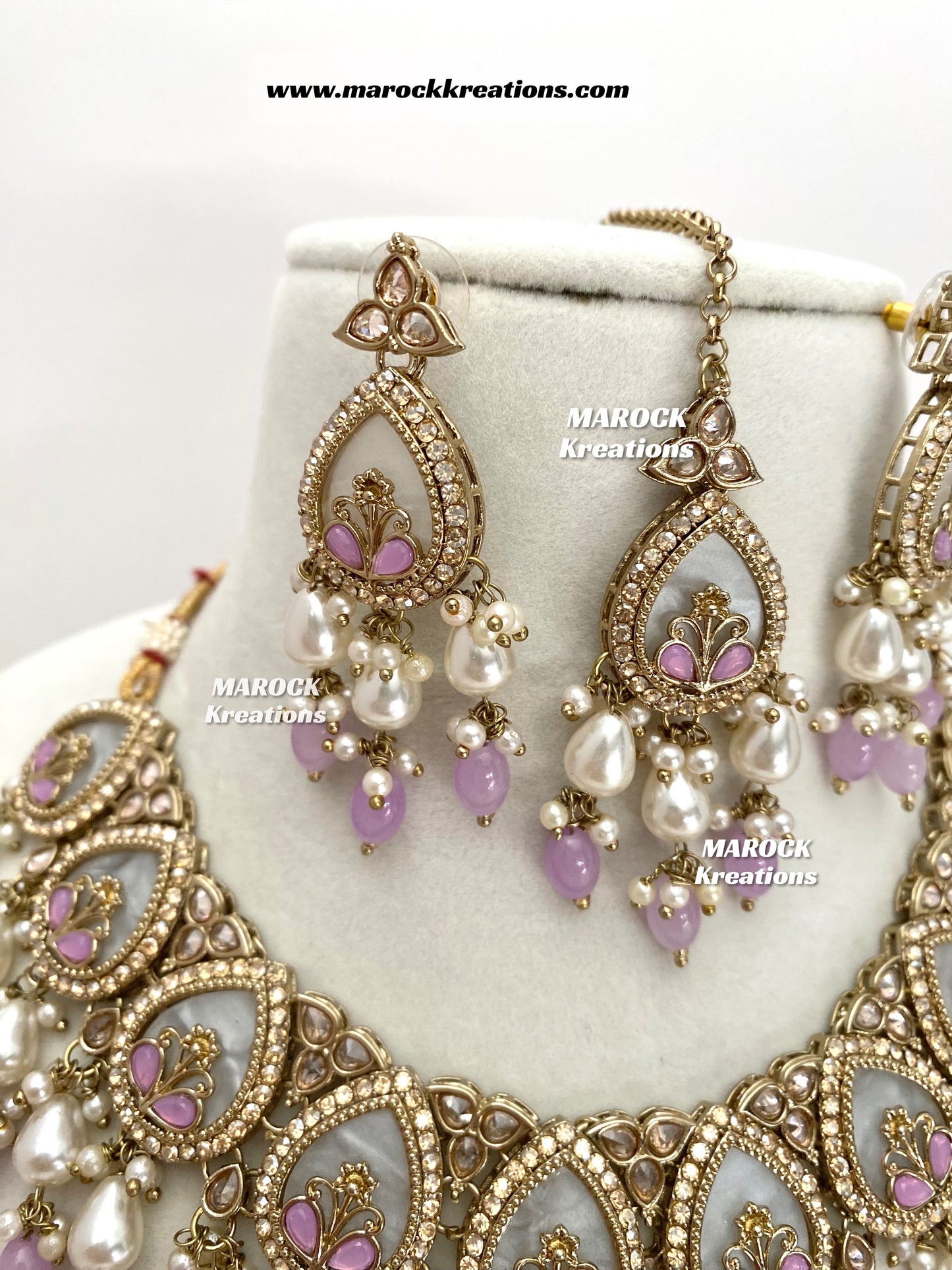 Antique Gold Polki Statement MOP Necklace set