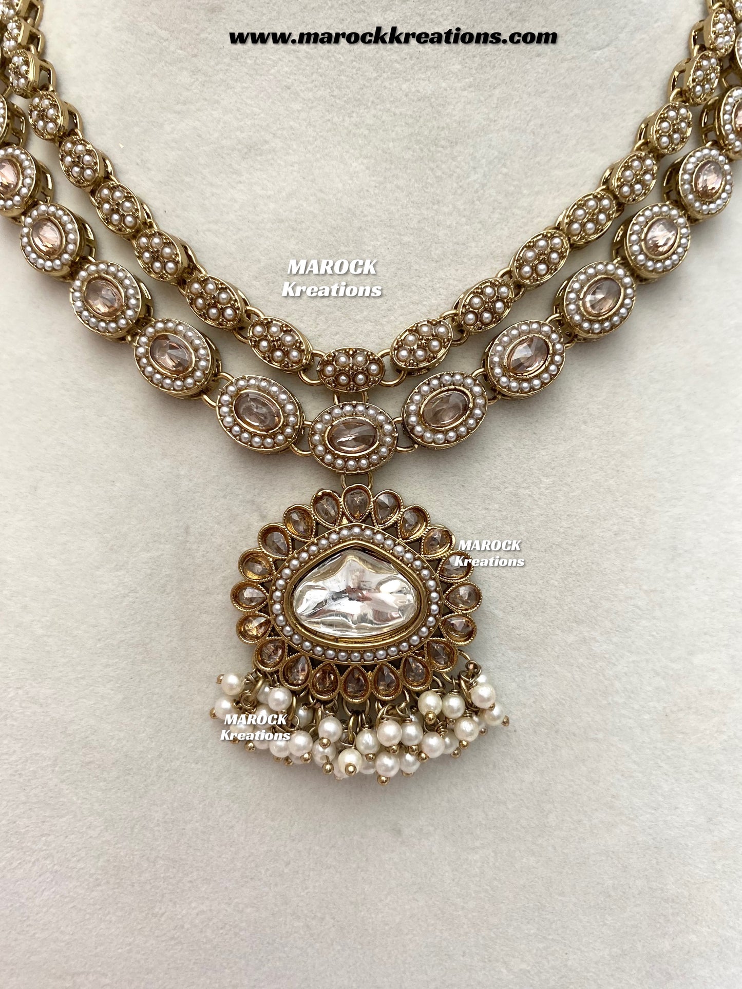Nadira Kundan Polki double layer Necklace set