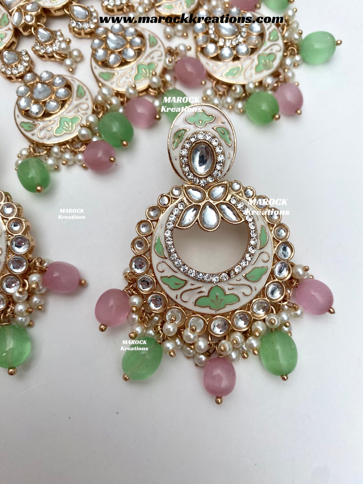 Nirvi Premium Quality Rose Gold Kundan Meenakari Choker/Necklace set