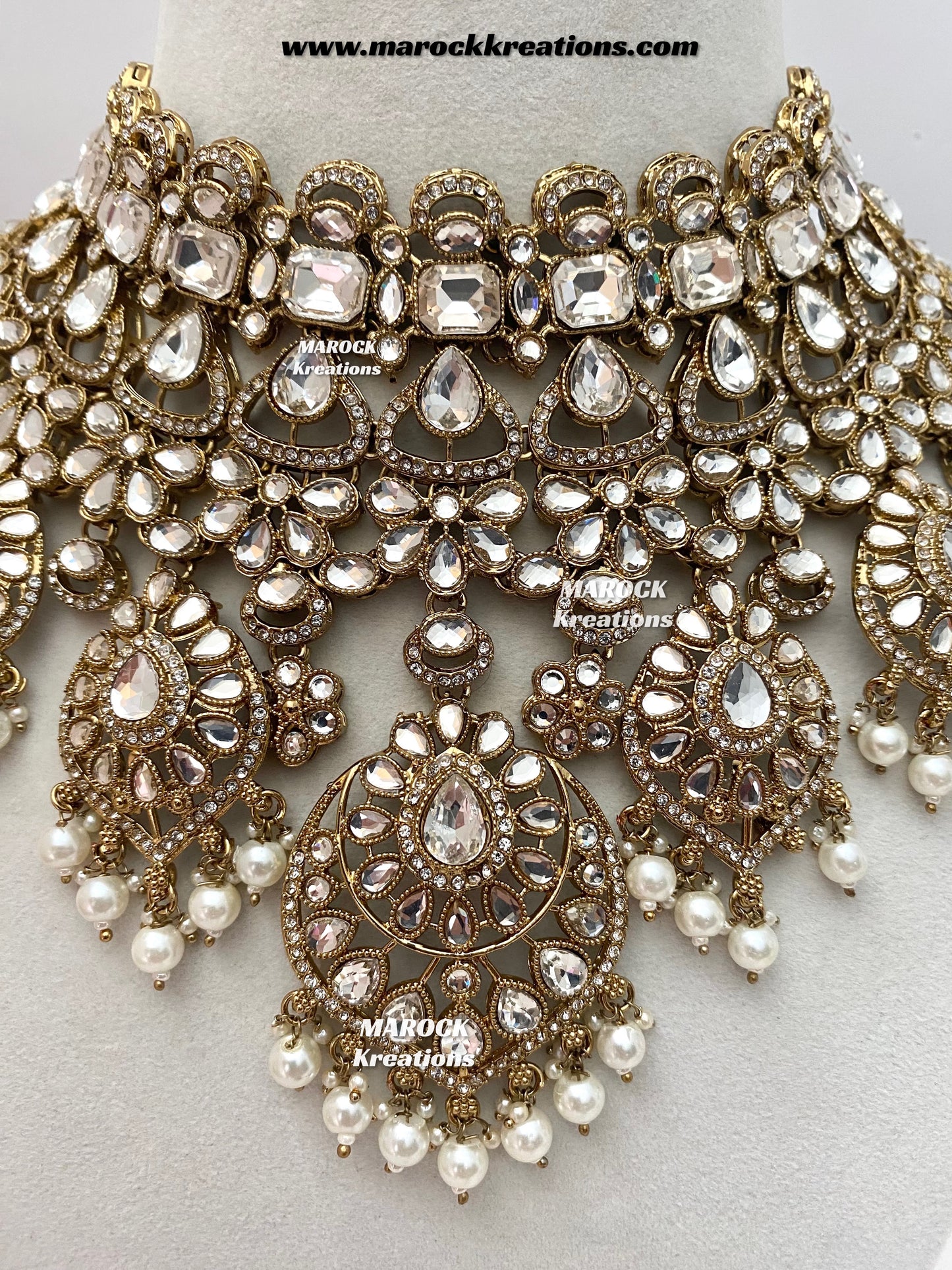 Shinal Uncut Polki Statement Necklace set/Bridal set