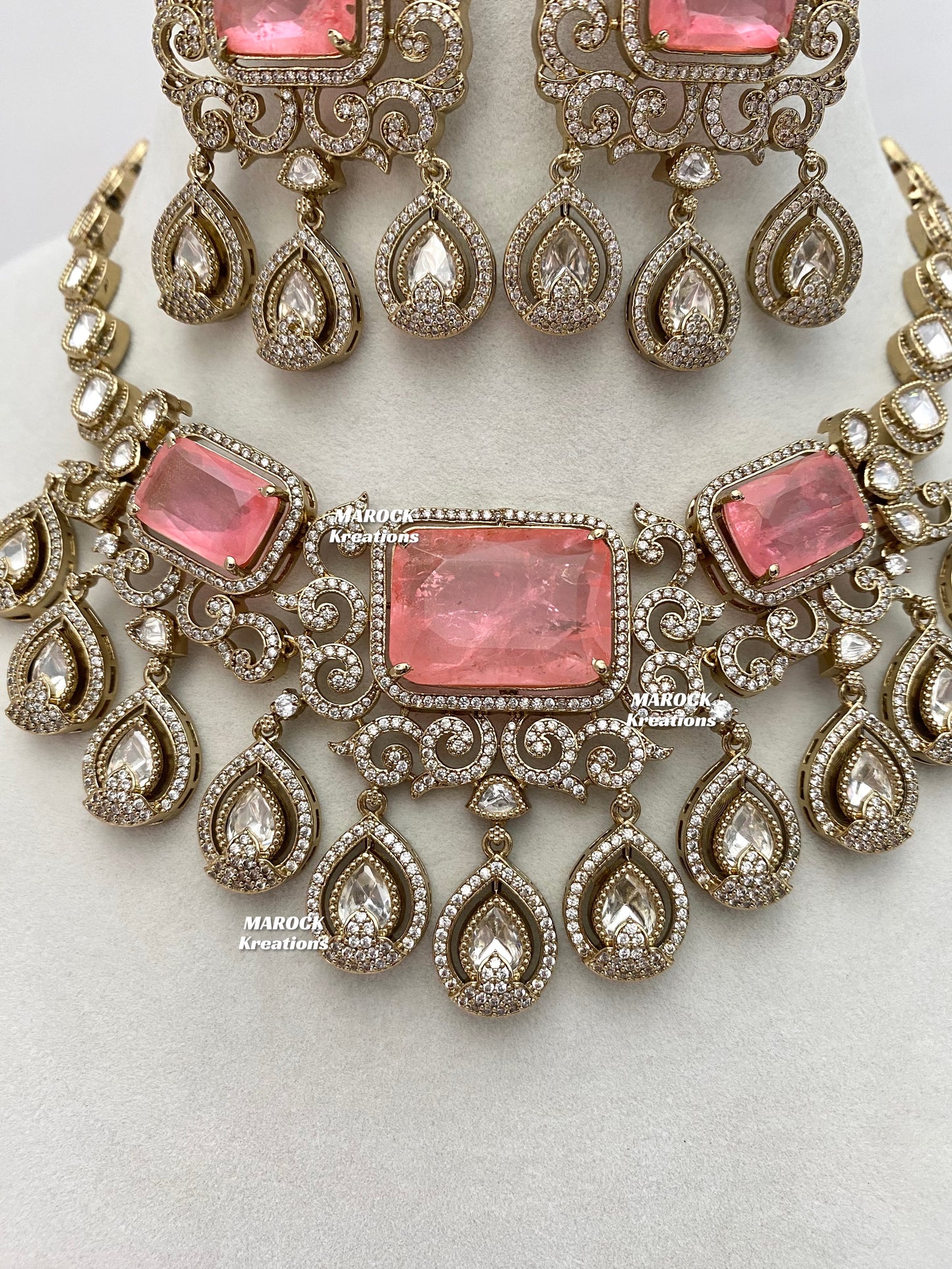 Labiba Sabyasachi inspired Premium Quality Moissanite Kundan with doublet stone Statement Necklace set