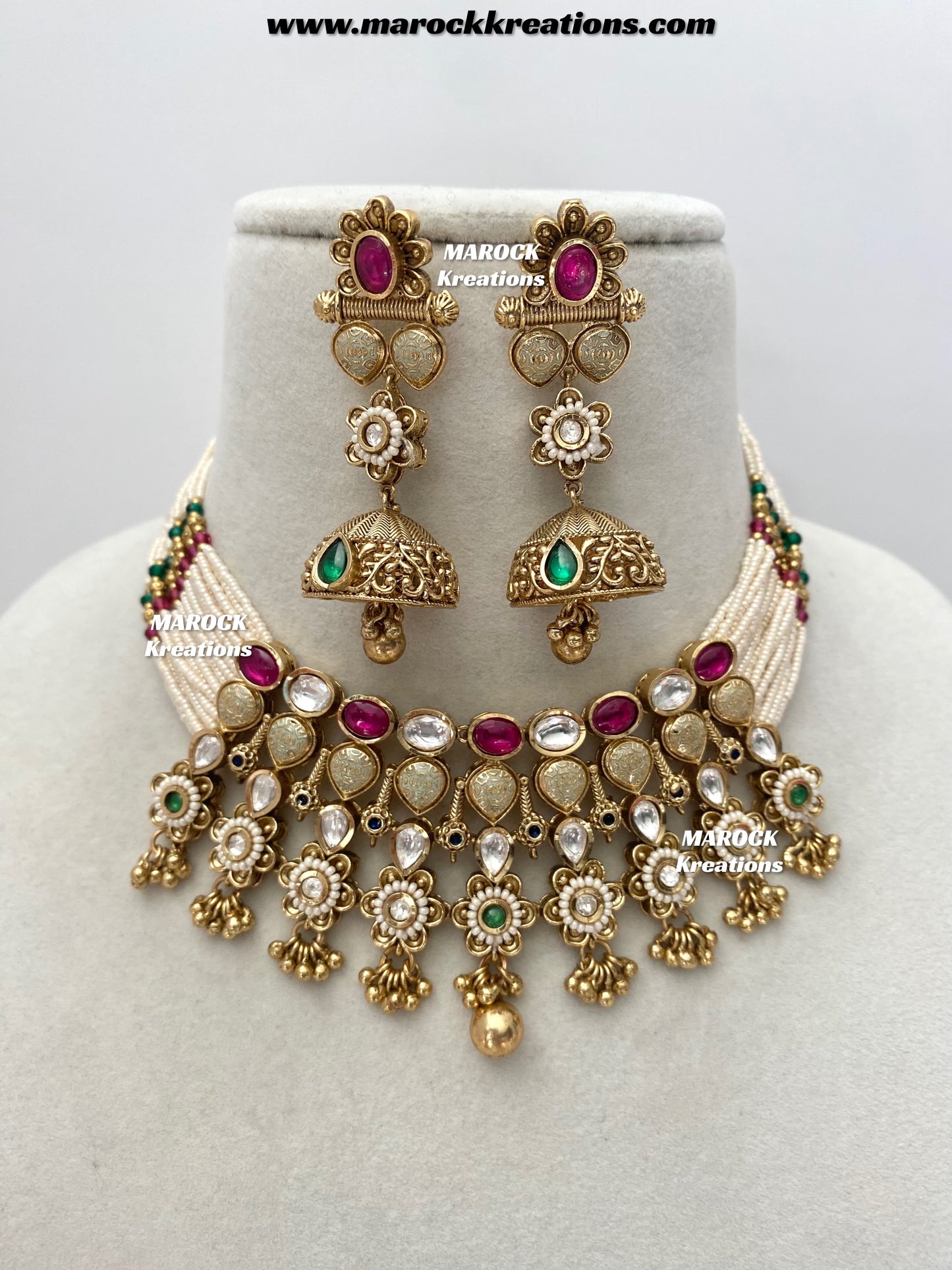 Trina Premium Quality exclusive Gold Plated Meenakari Rajwadi choker set