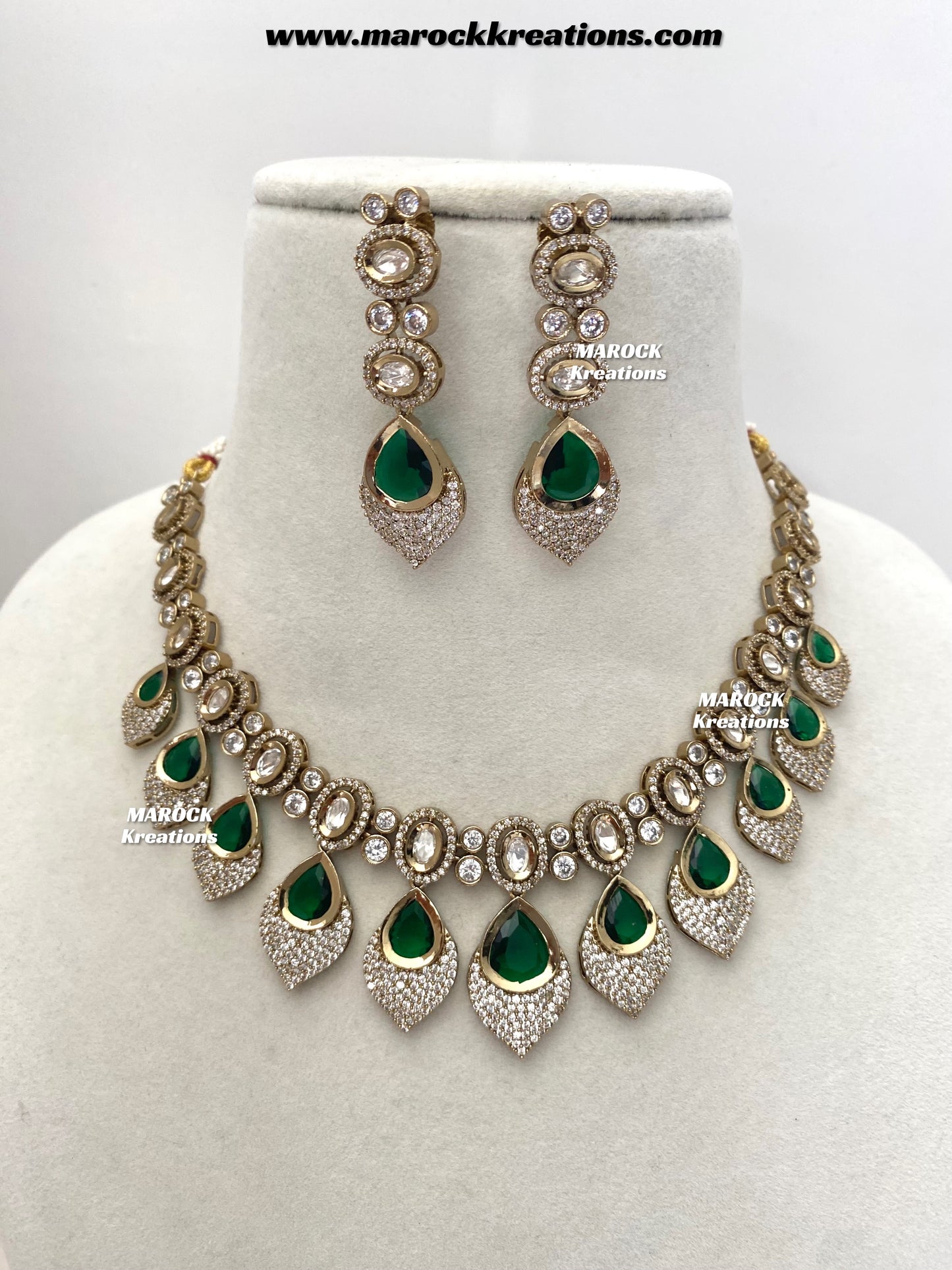 Kimmi Premium Quality Moissanite Kundan and American diamond Necklace set