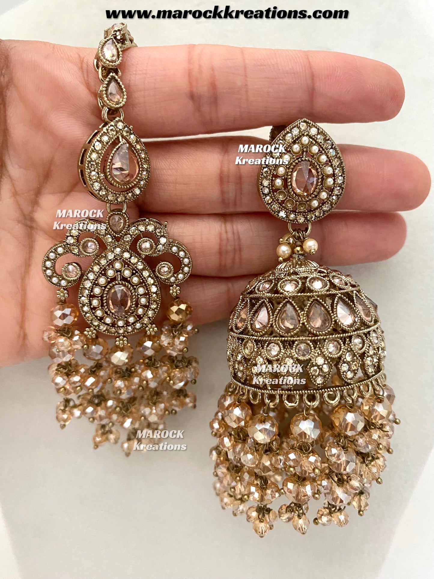 Nazmun Antique Gold Pakistani Polki choker/necklace set with Passa