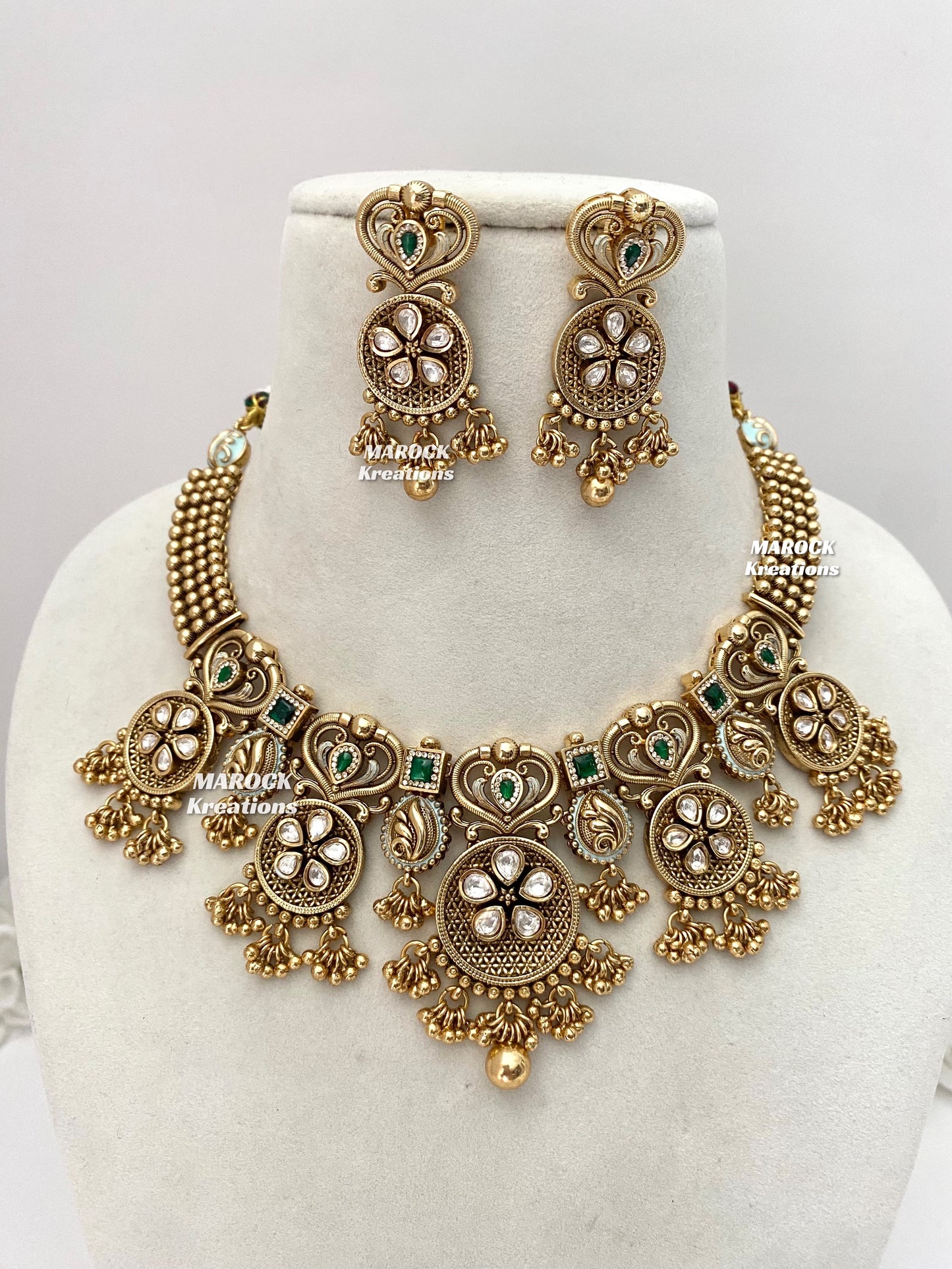 Rafia Premium Quality Gold plated Kundan exclusive Necklace set