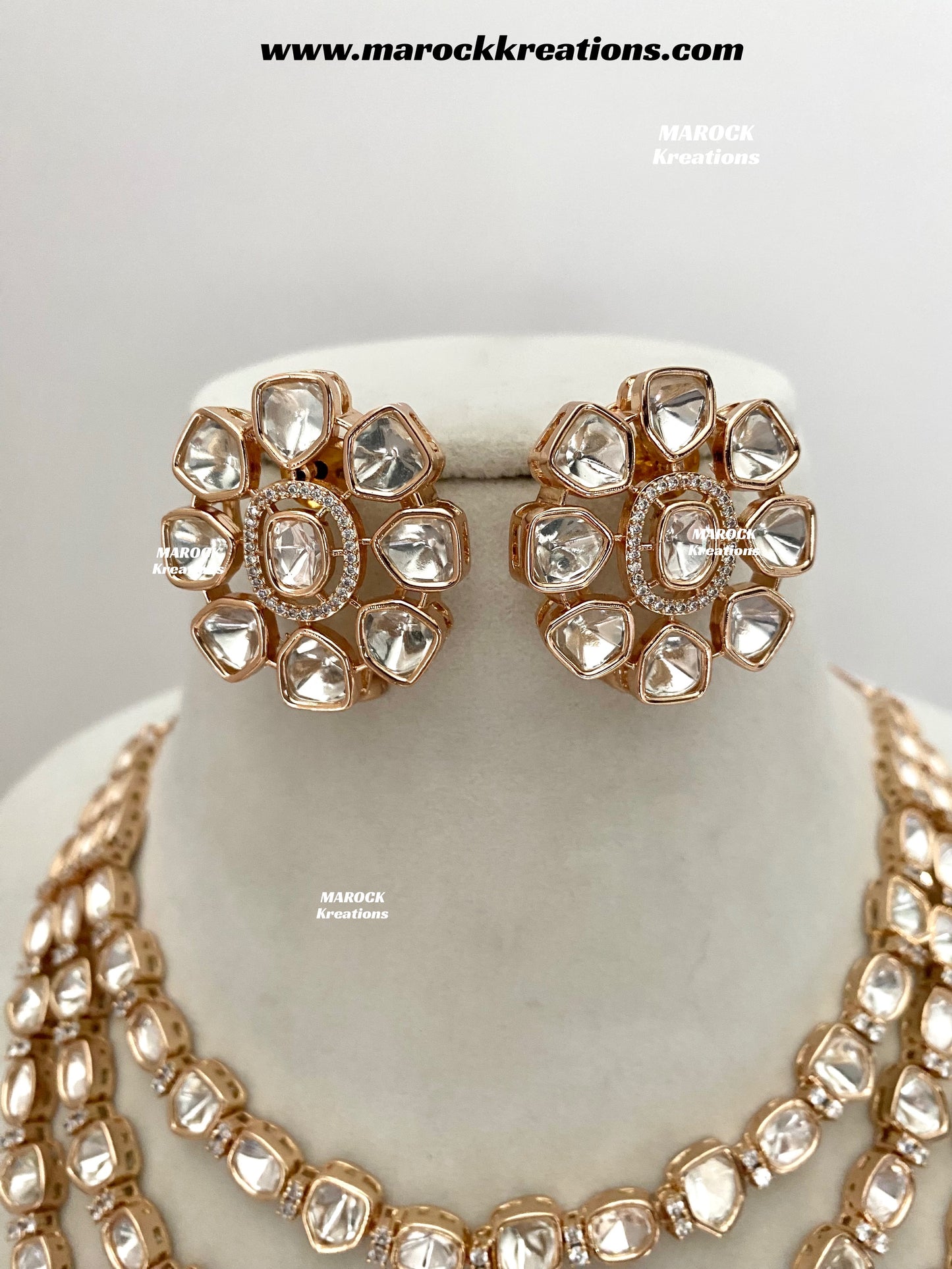 Farha Premium quality Tyani inspired gold plated triple layer statement necklace set