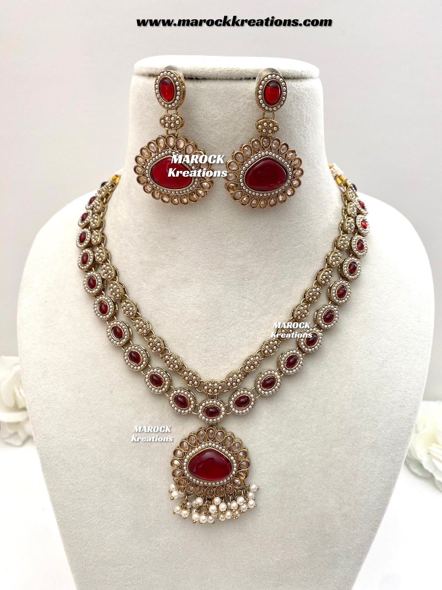 Nadira Kundan Polki double layer Necklace set