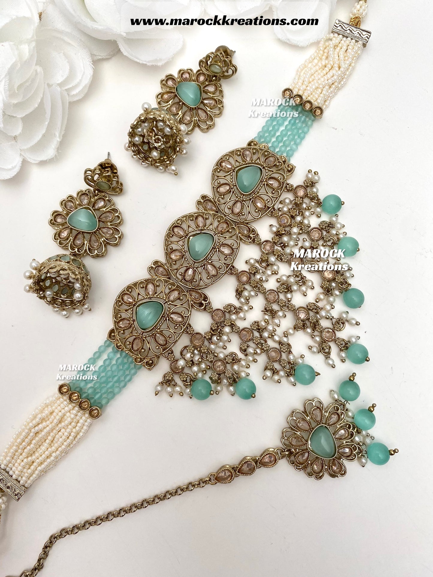 Amaira Antique Gold Polki choker set