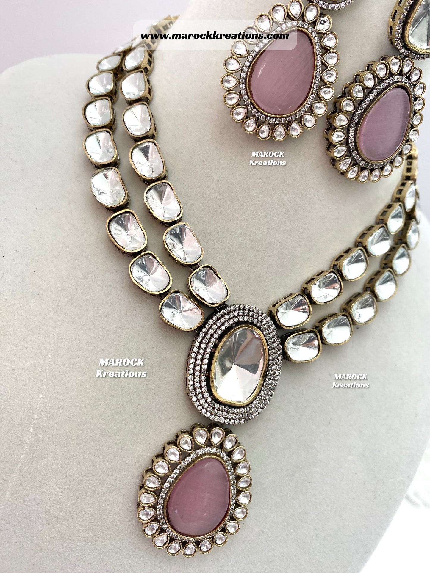 Premium Quality uncut Kundan Moissanite Necklace set
