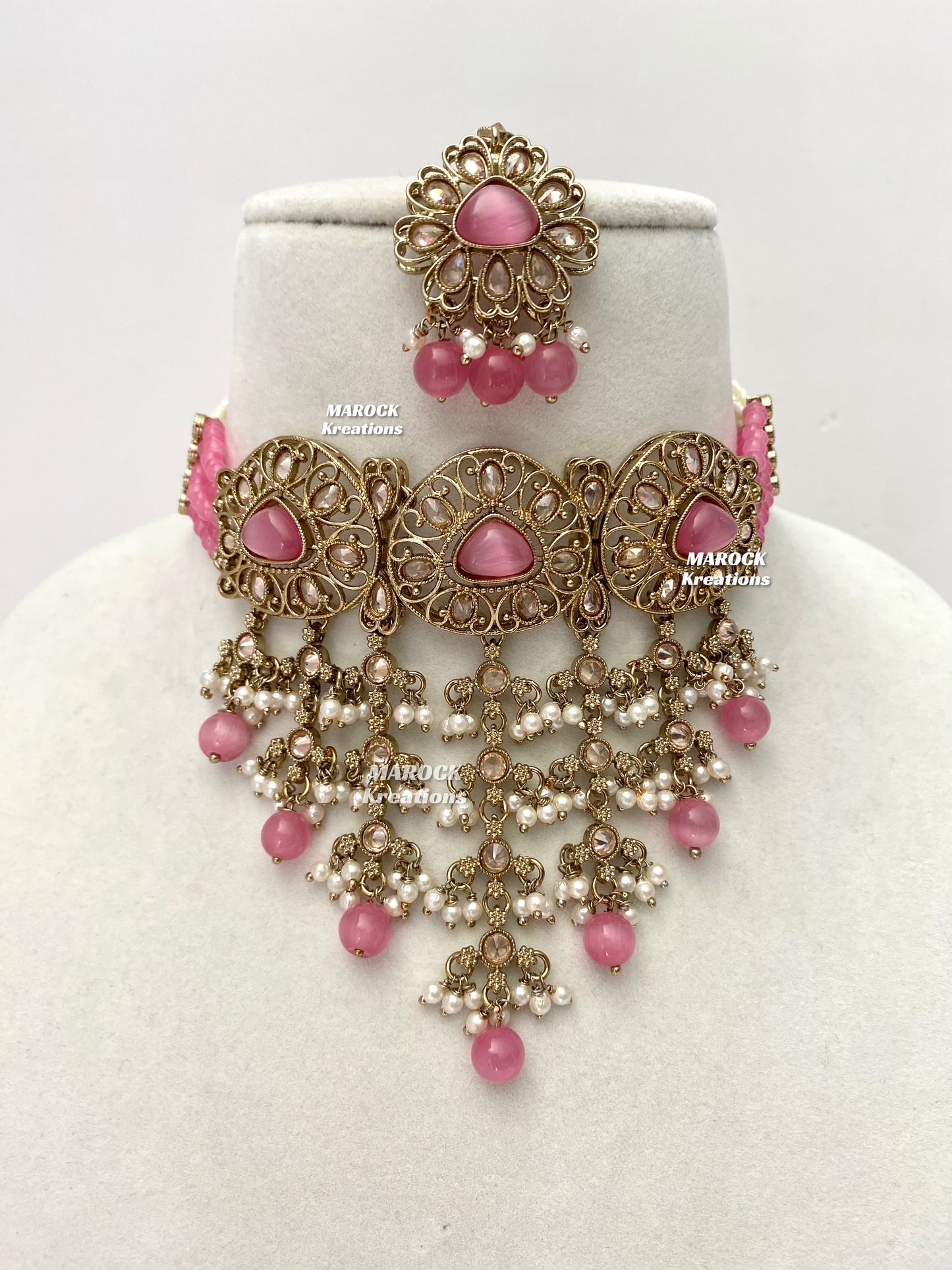 Amaira Antique Gold Polki choker set