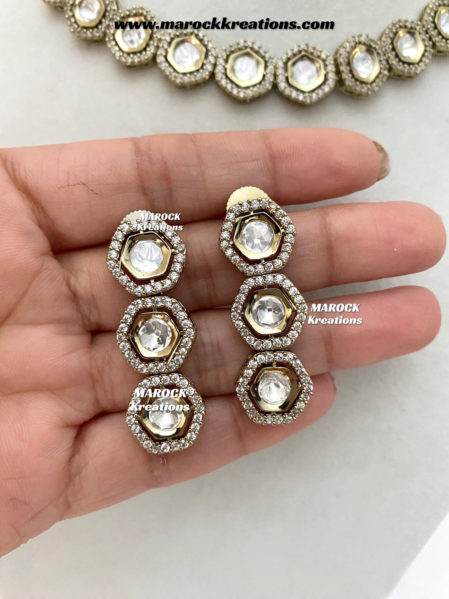 Shanali Premium Quality Moissanite Kundan Necklace set