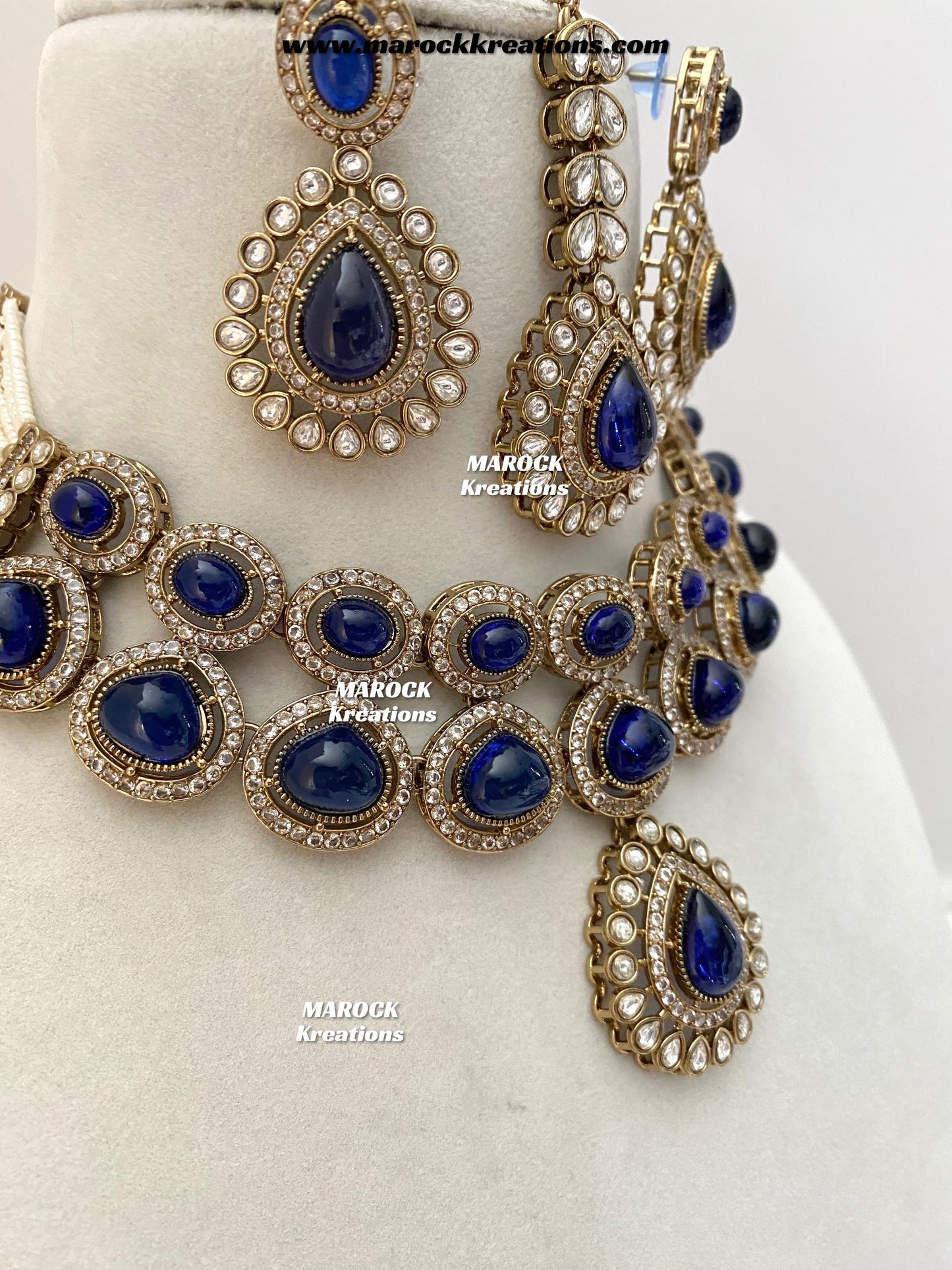 Zafina Premium Quality Moissanite Kundan Statement Choker/Necklace set