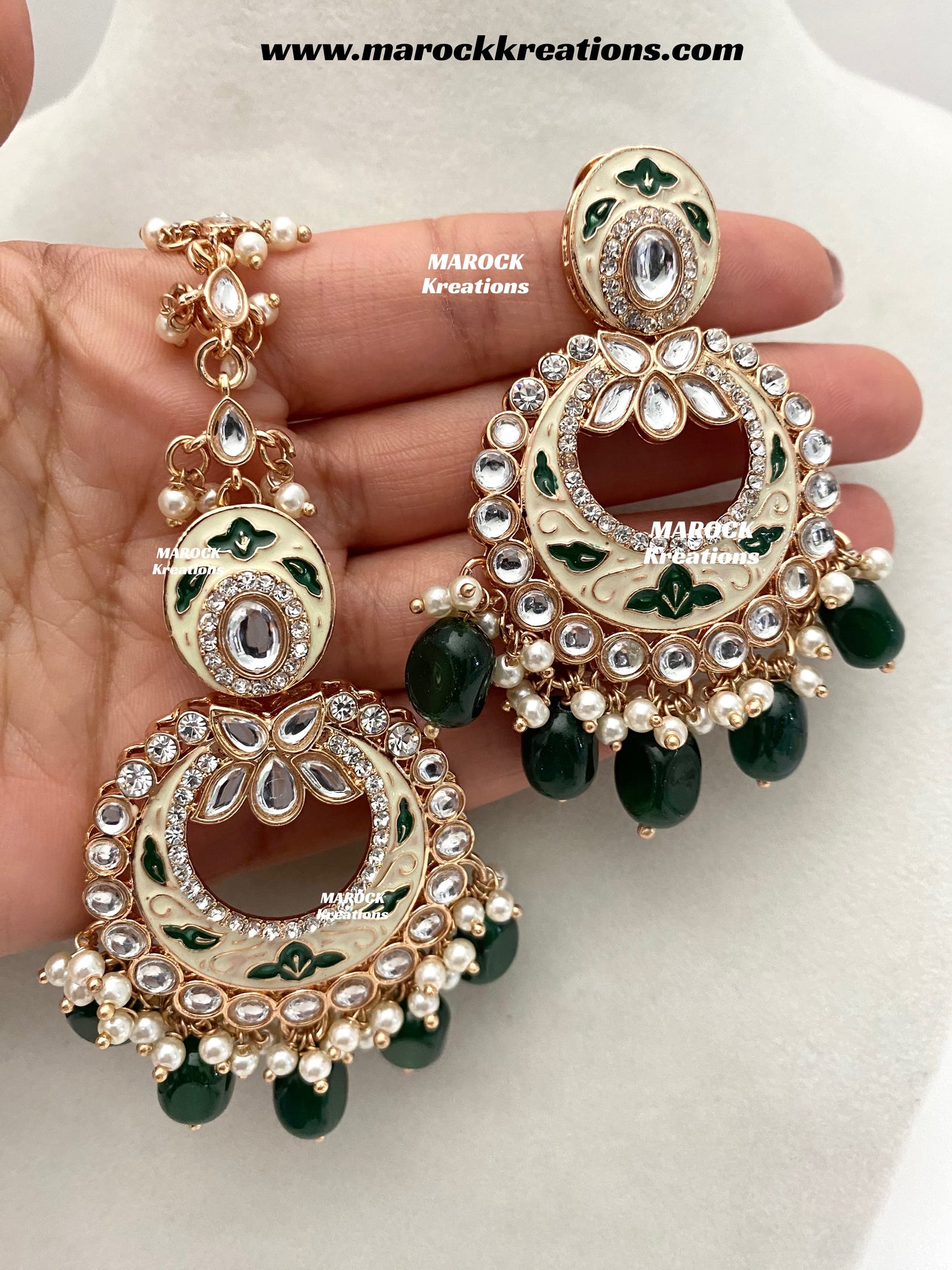 Nirvi Premium Quality Rose Gold Kundan Meenakari Choker/Necklace set