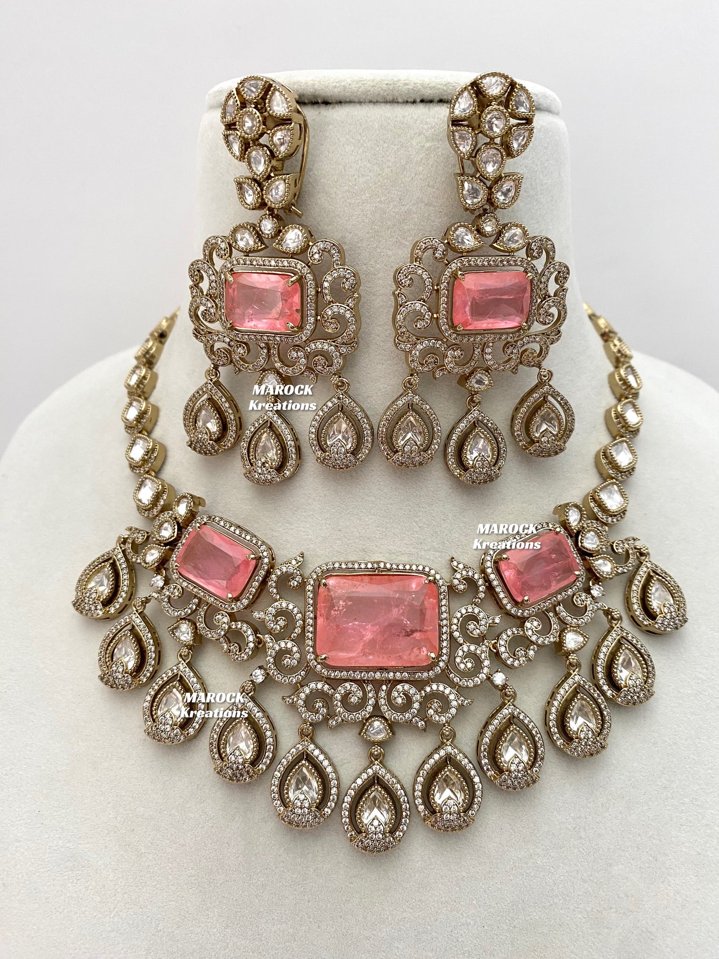 Labiba Sabyasachi inspired Premium Quality Moissanite Kundan with doublet stone Statement Necklace set