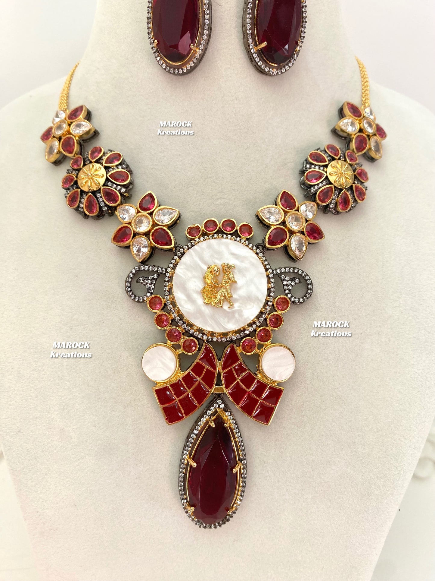 Raha Premium Quality Victorian Kundan Necklace set