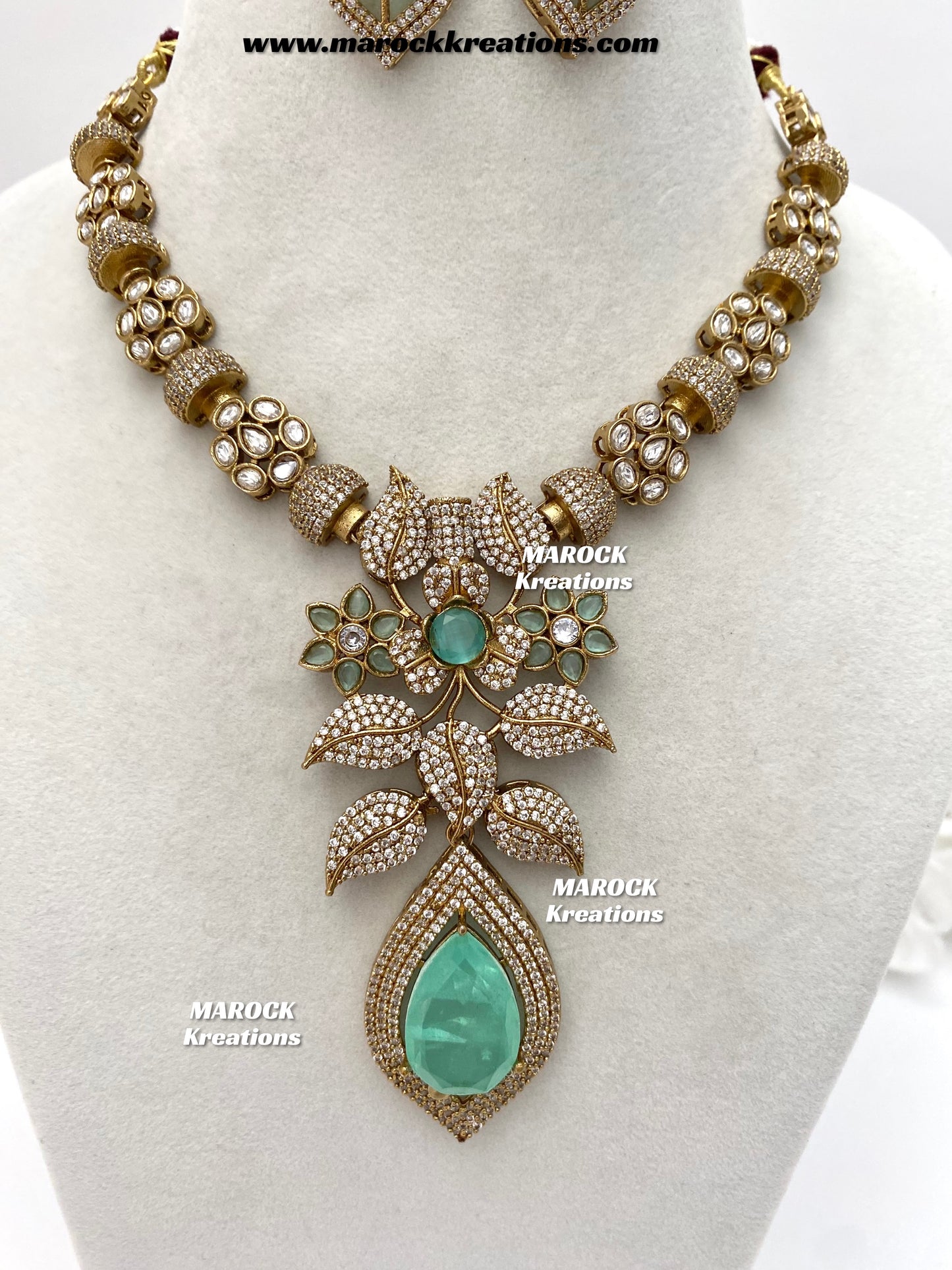 Milly Premium Quality Moissanite Kundan and American diamond Statement necklace set
