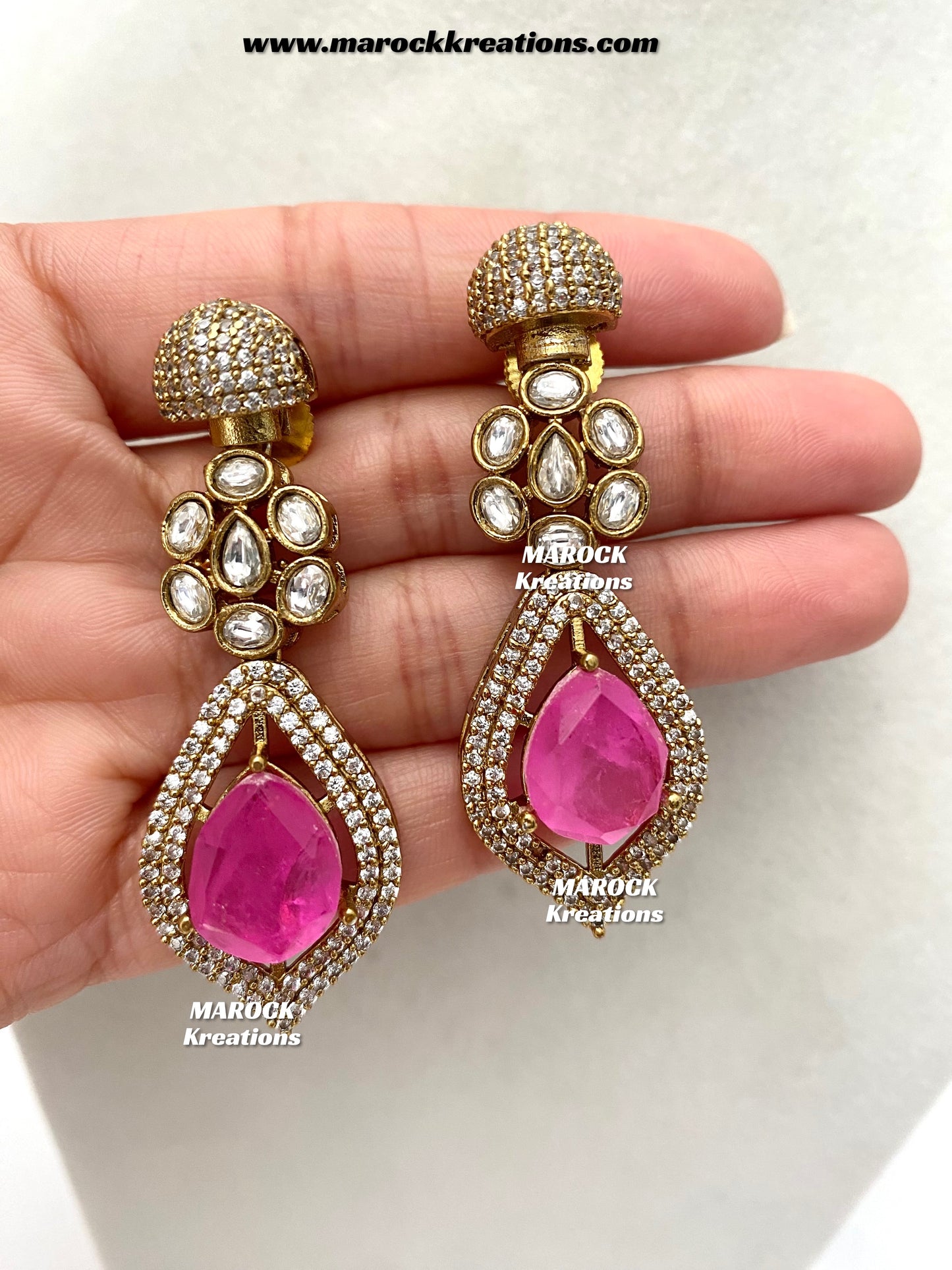 Milly Premium Quality Moissanite Kundan and American diamond Statement necklace set