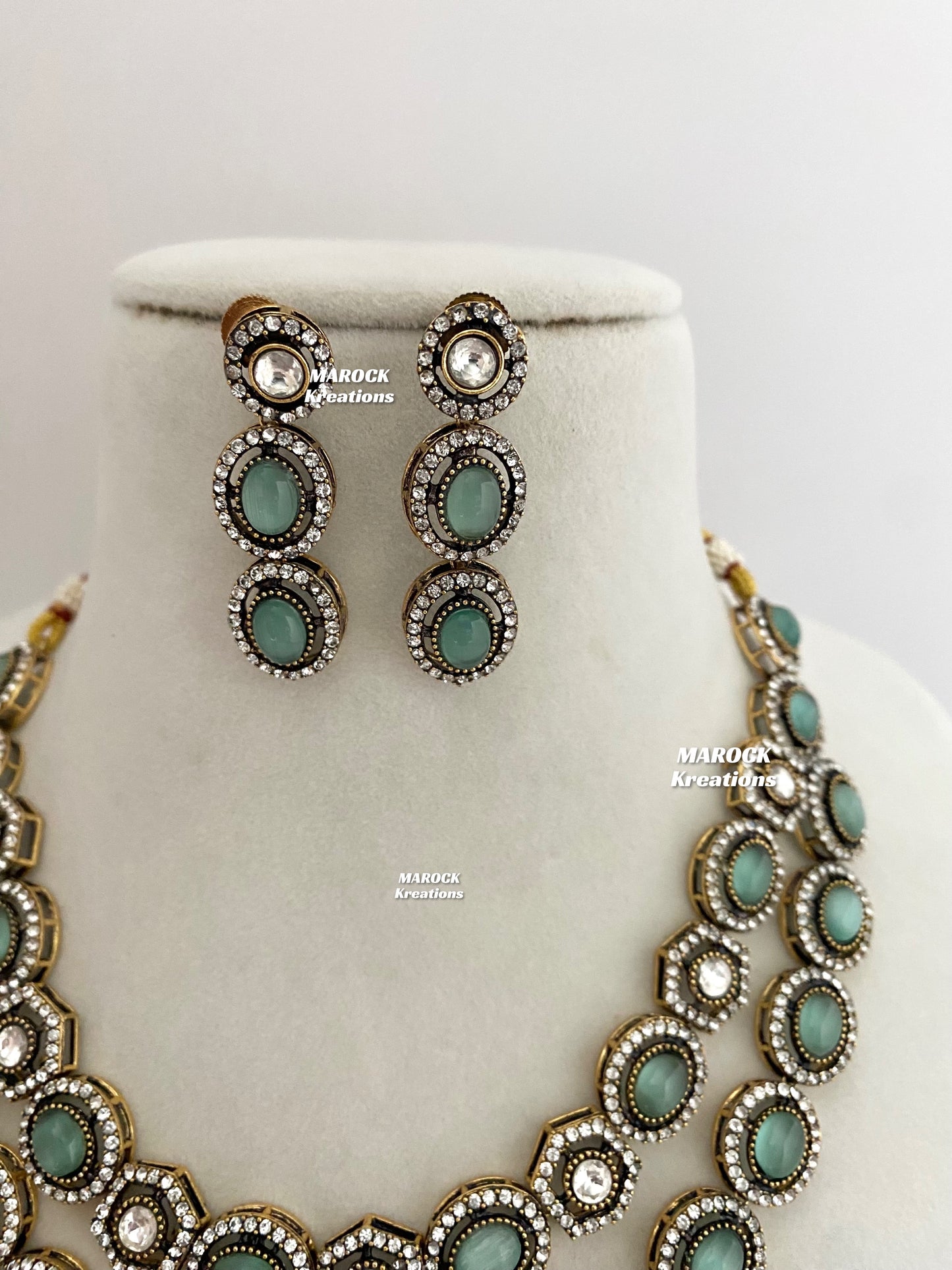 Sheenam Victorian Kundan Double layer Necklace set