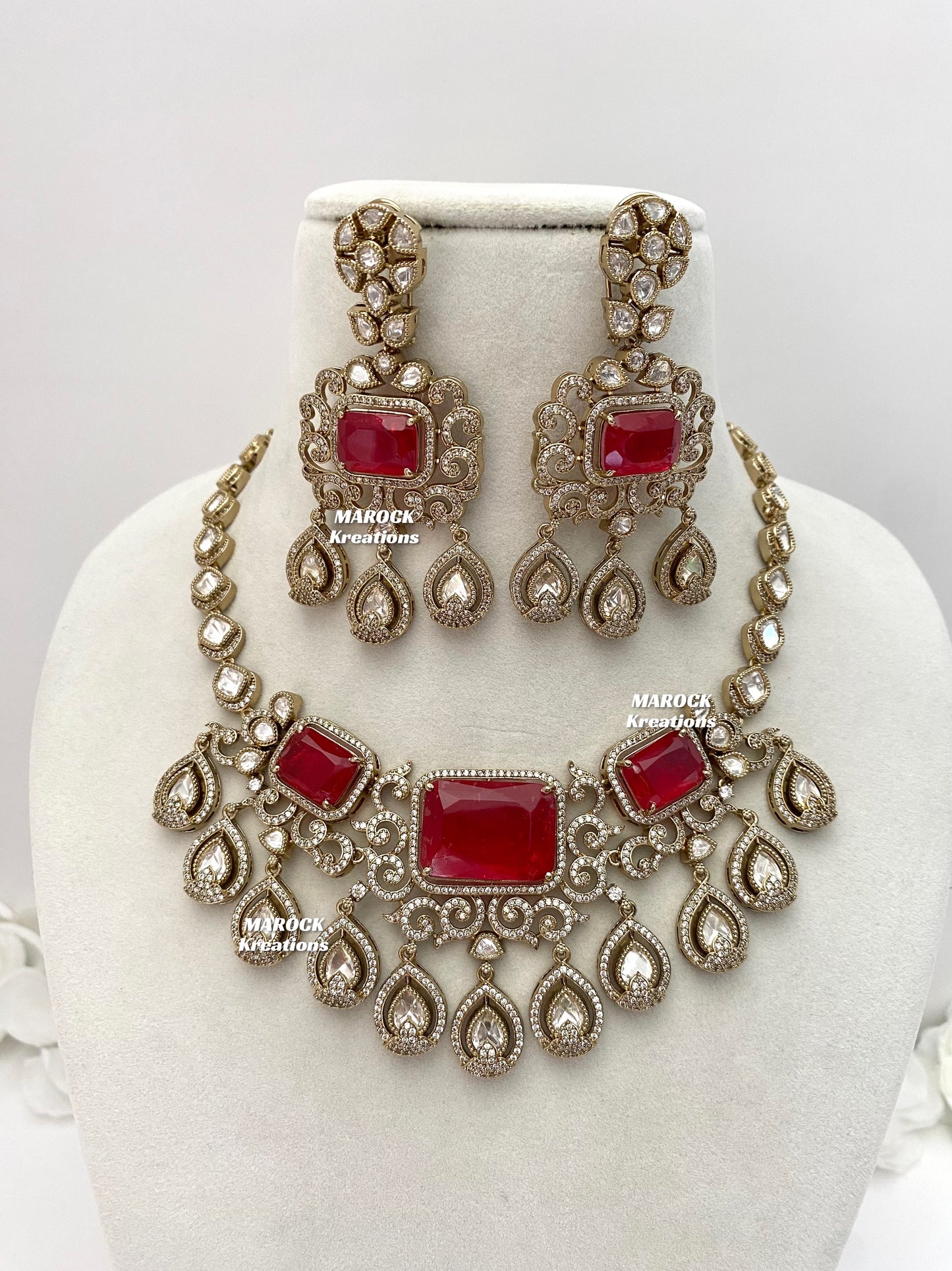 Labiba Sabyasachi inspired Premium Quality Moissanite Kundan with doublet stone Statement Necklace set