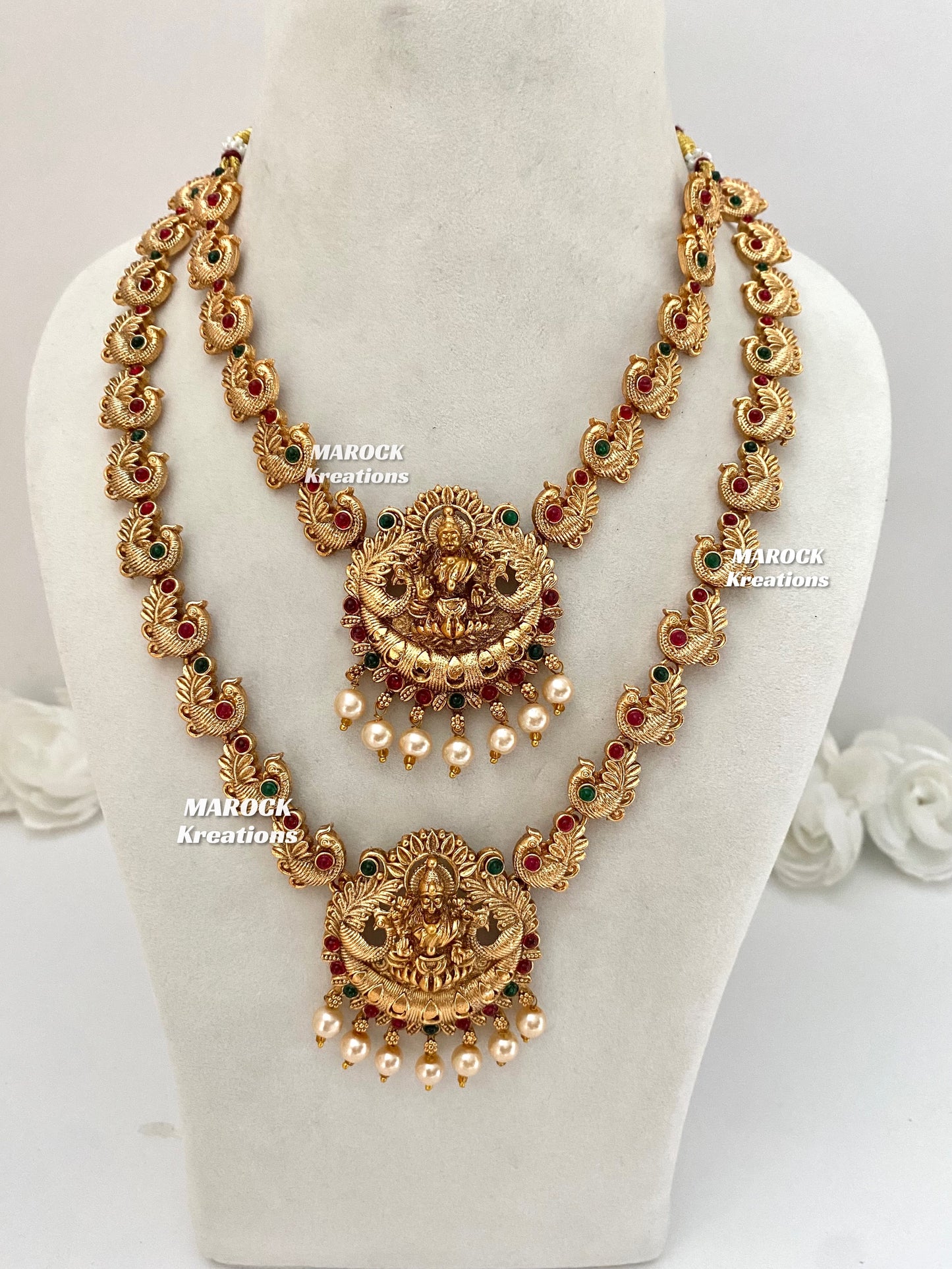 Matt finish Temple Jewelry Necklace and Rani haar combo set